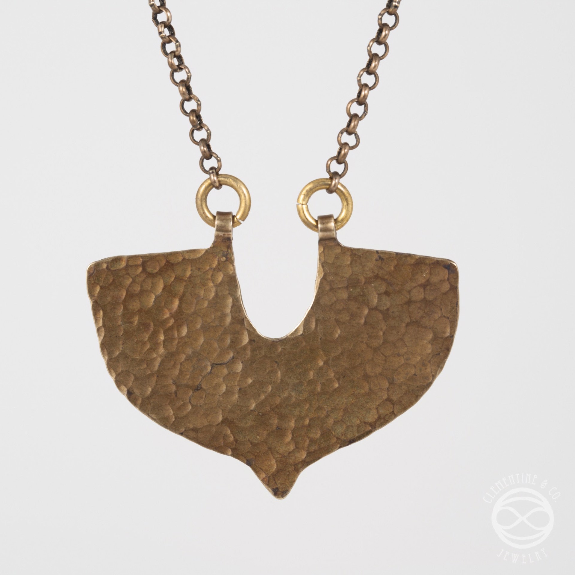 Shield Necklace in Antiqued Brass by Clementine & Co. Jewelry