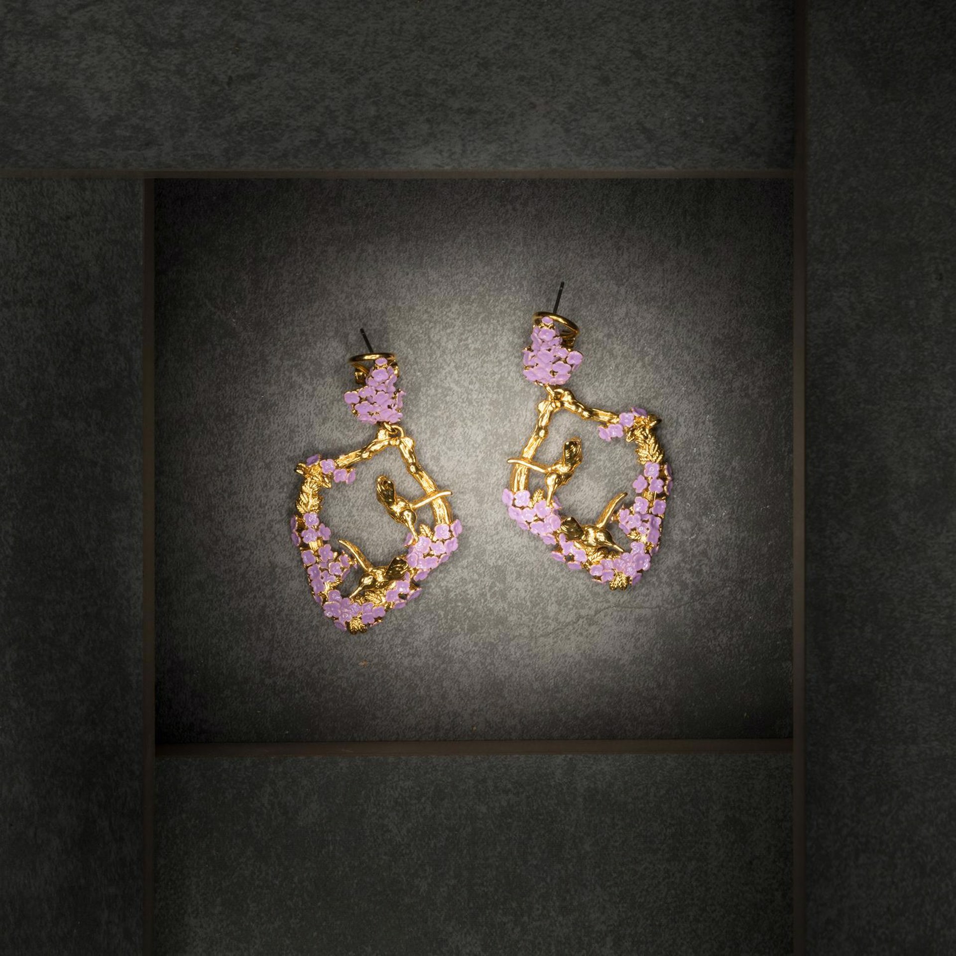 Harmony Earrings - Gold & Lavender by Angela Mia