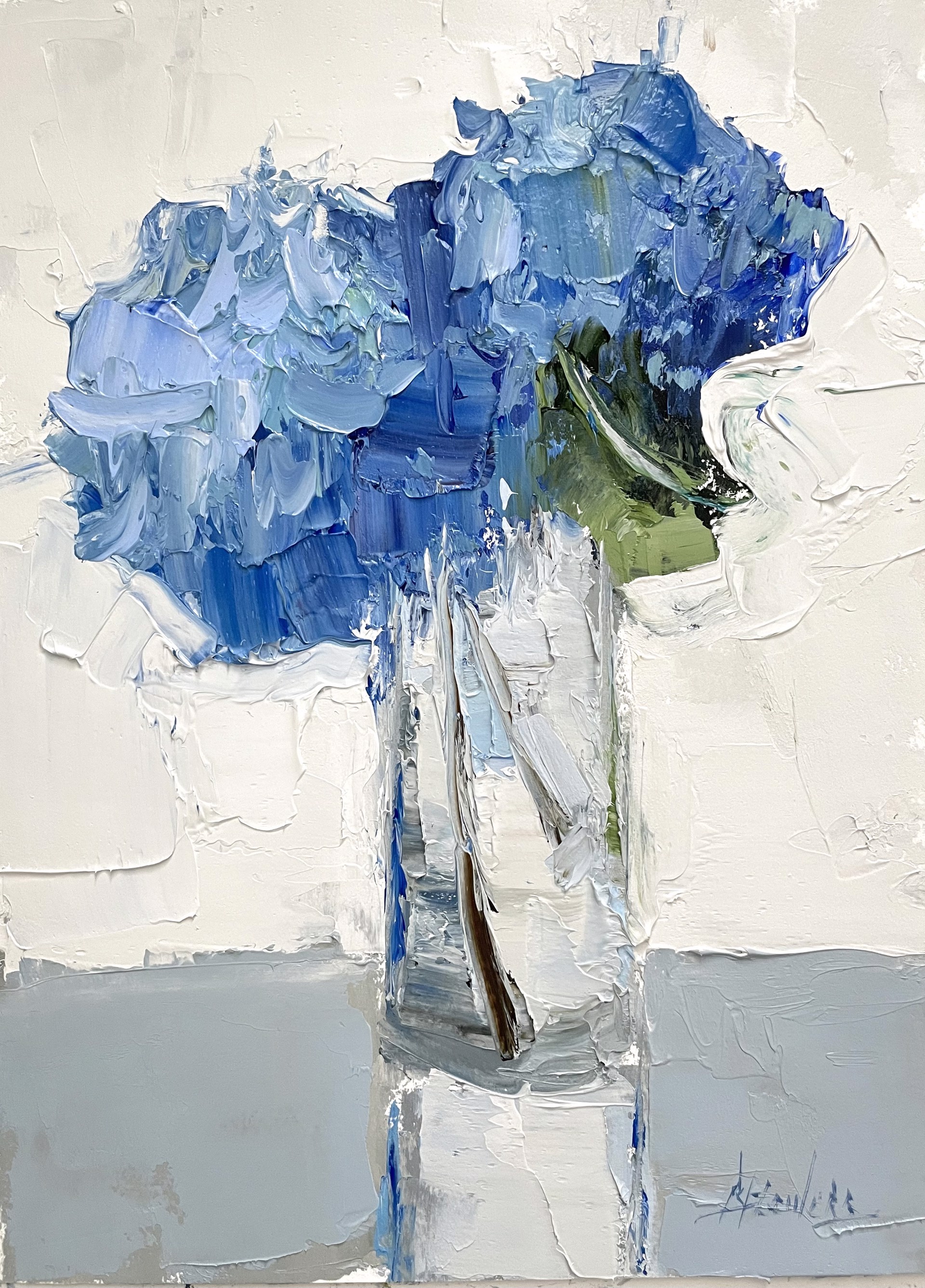 Two Blue Hydrangeas by Barbara Flowers
