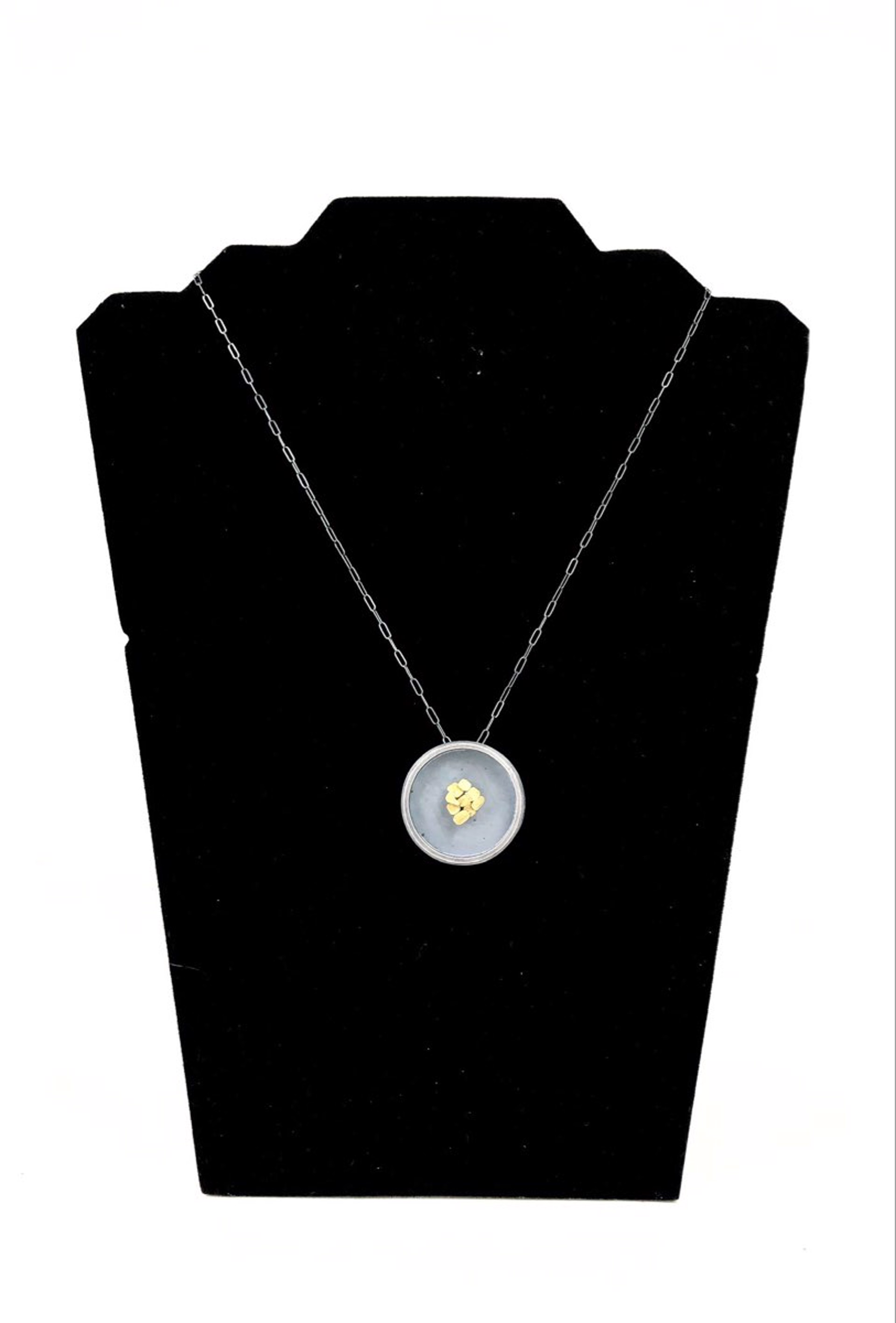 Mond Bi-metal Squares Cluster Pendant with Silver Chain by Theresa St. Romain