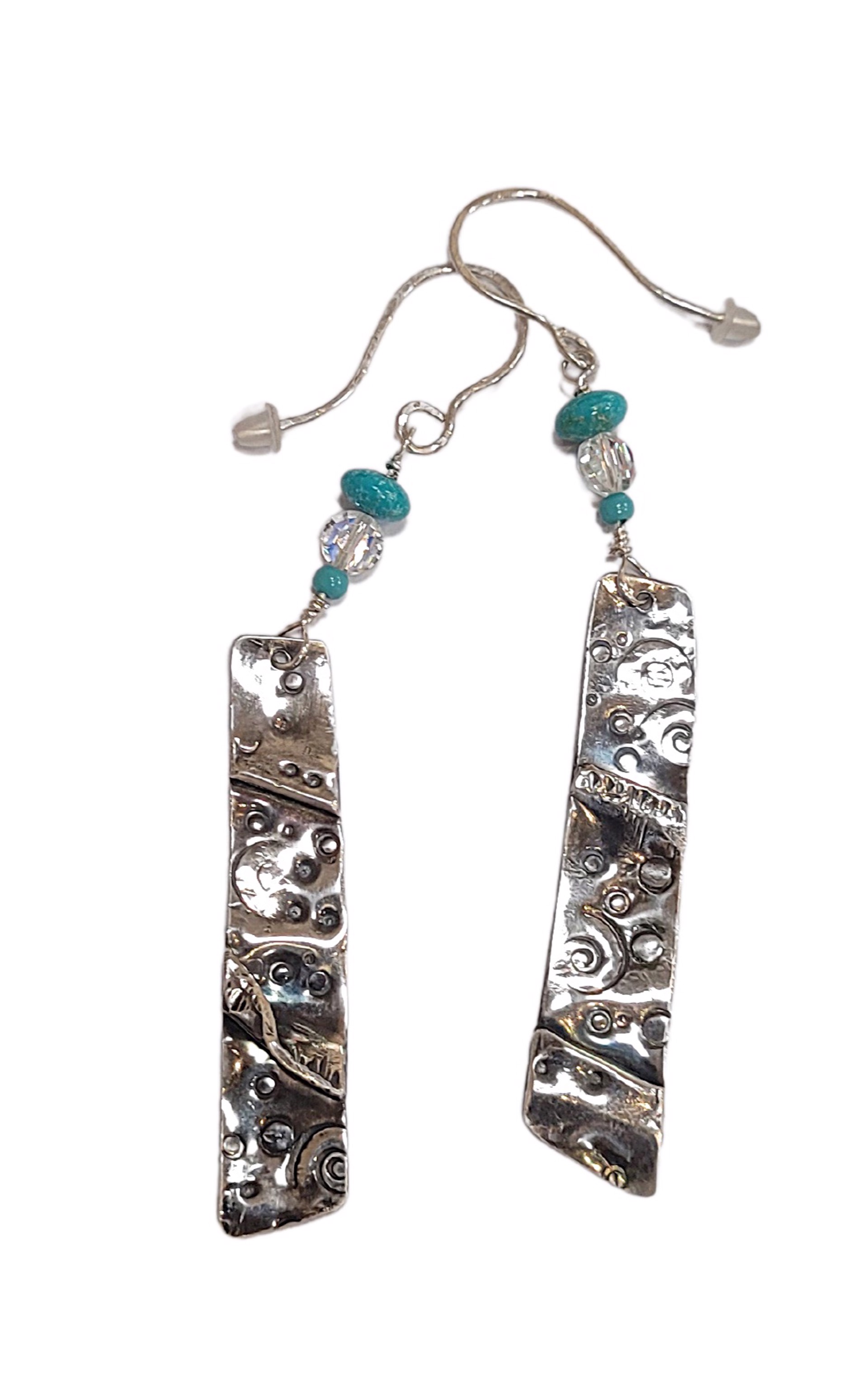Earrings - Sterling Silver, Turquoise, and Crystal Beads DK 3028 by Doris King