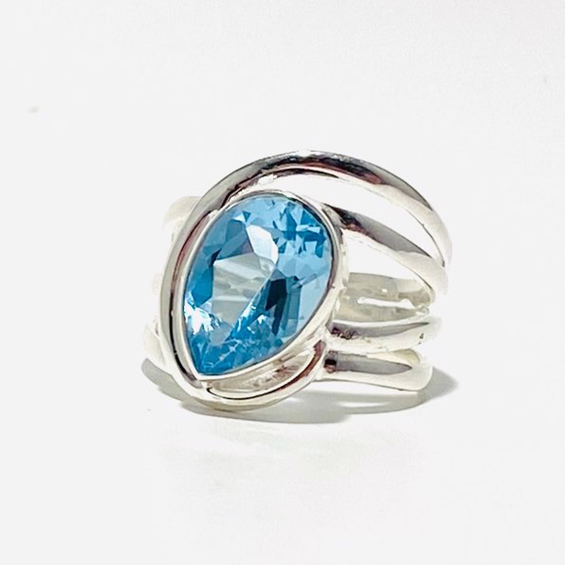 Teardrop Blue Topaz, Amethyst Ring LIMITED  SIZES MONSR-3292 by Monica Mehta