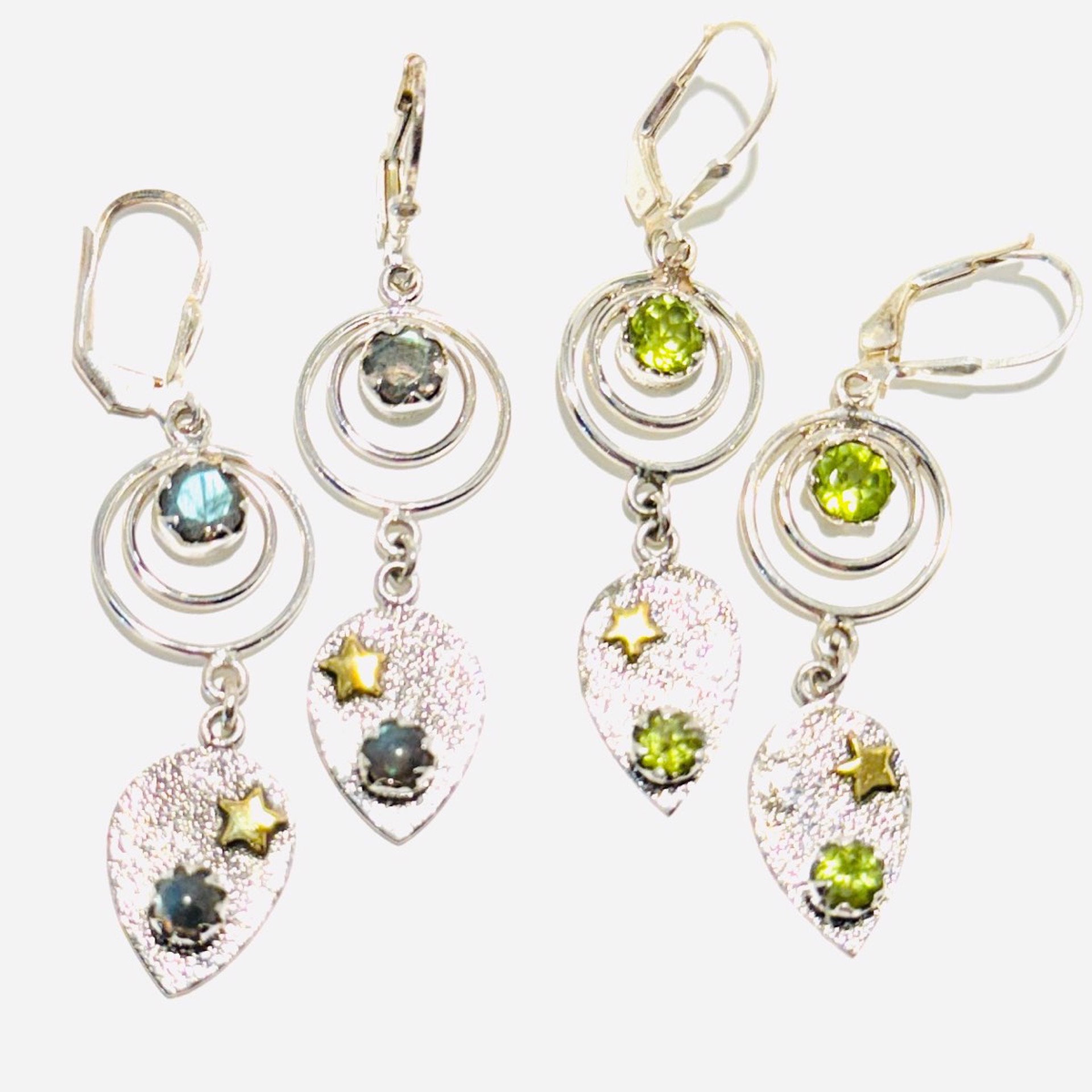 Amethyst, Garnet, Peridot, Labradorite, Sleeping Beauty Turquoise Earrings MONSE-910 by Monica Mehta