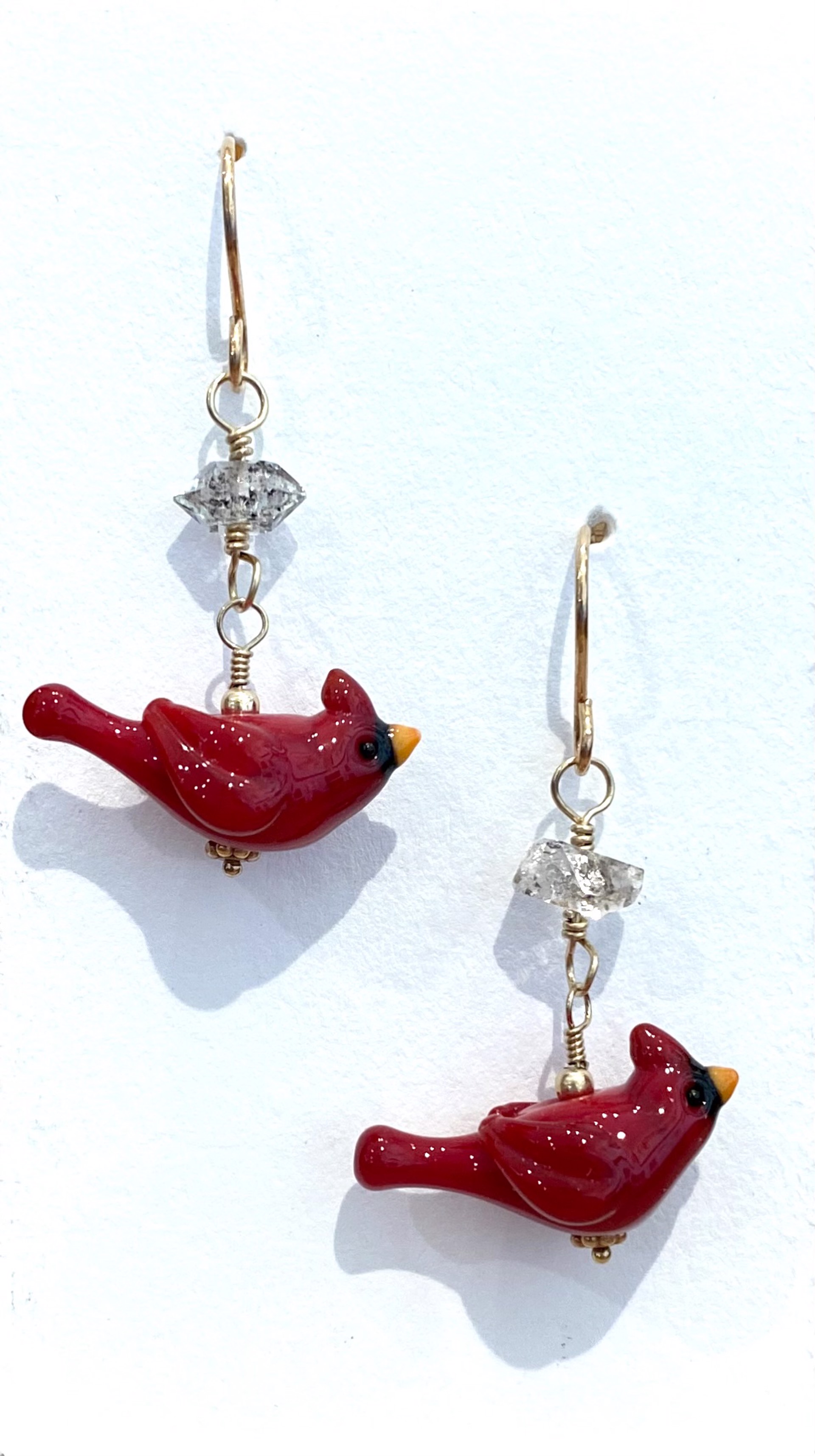 Red Bird Earrings by Emelie Hebert