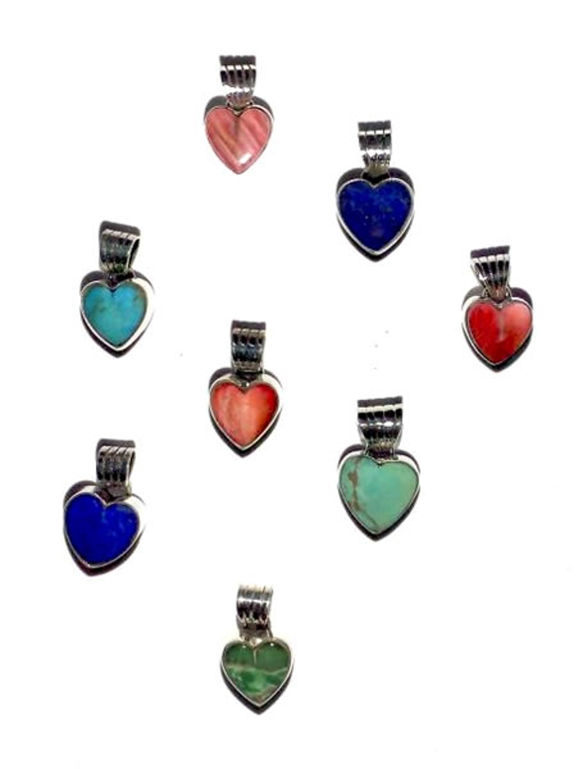 Pendant - Sterling Silver & Turquoise Hearts by Dan Dodson