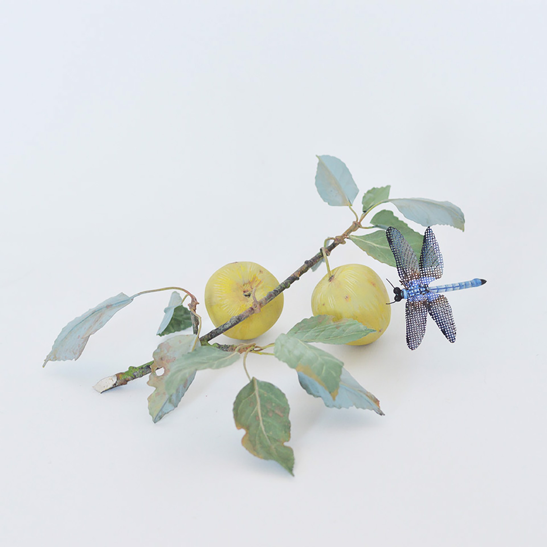 YELLOW PLUM BRANCH WITH WHISPER DRAGONFLY by Carmen Almon