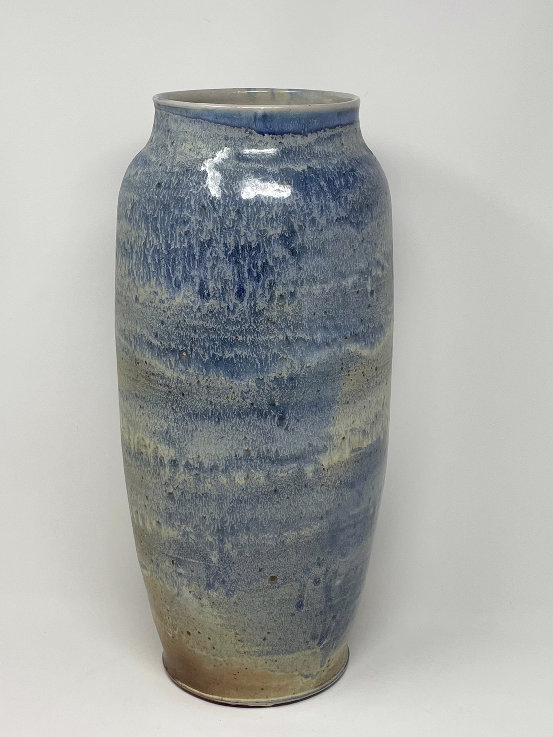 Tall Blue & White Matte Vase by Brian Horsch