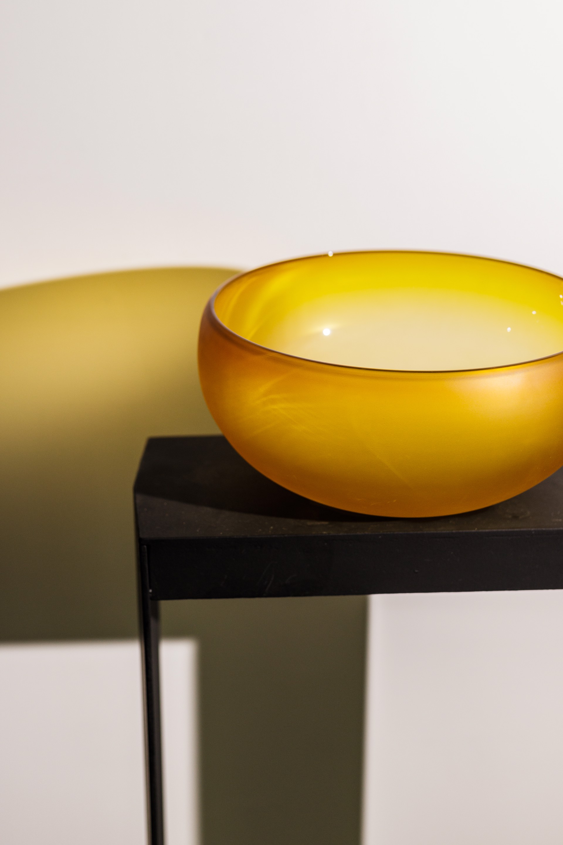 Large Frosted Yellow Punch Bowl by Ruth Allen