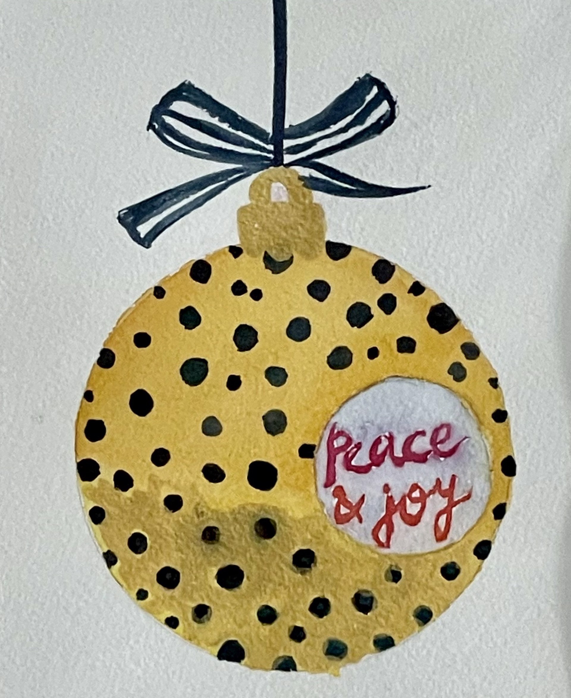 Yellow Peace & Joy Ornament by Veena Raj