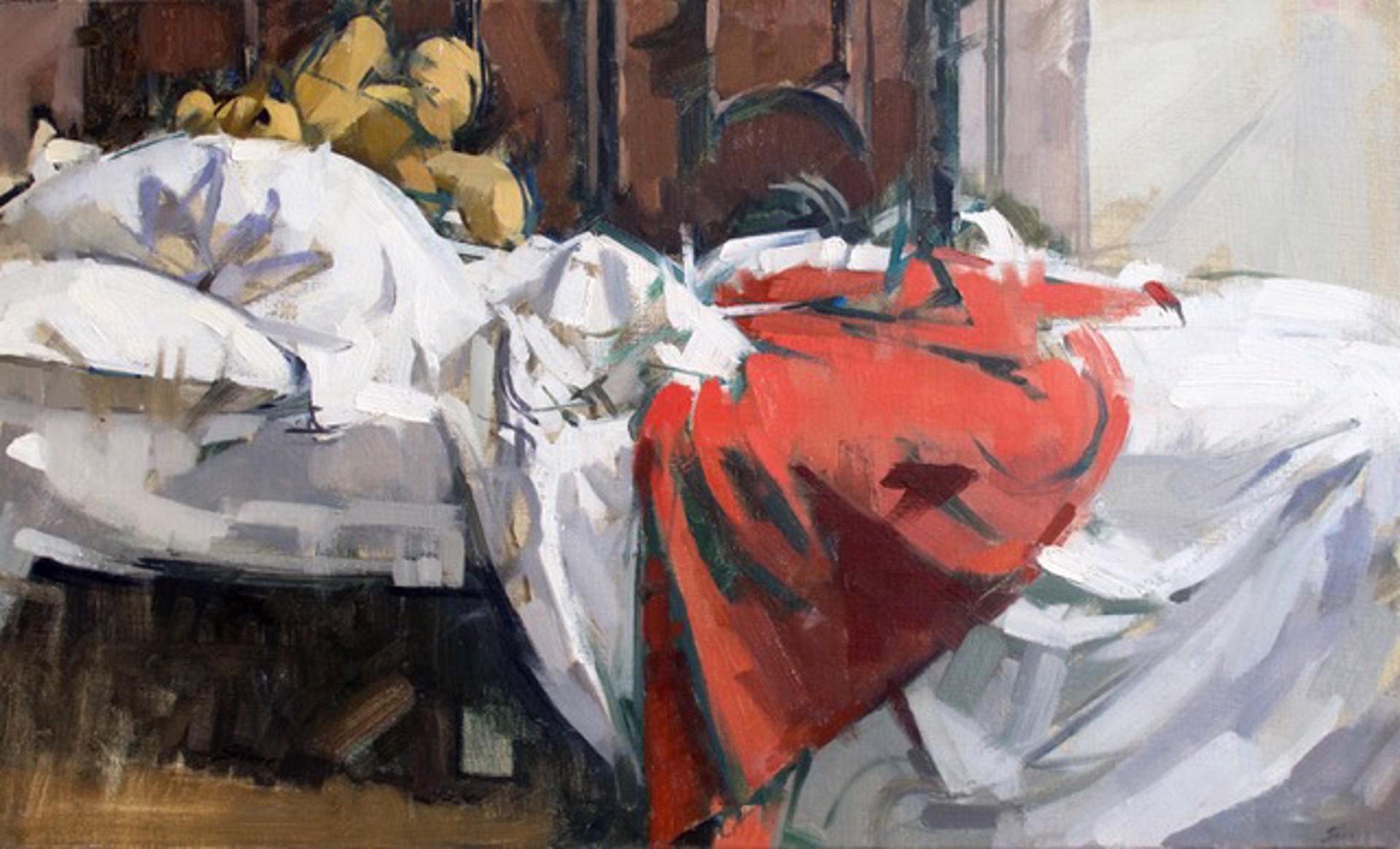 Red Blanket, Large Teddy by Maggie Siner