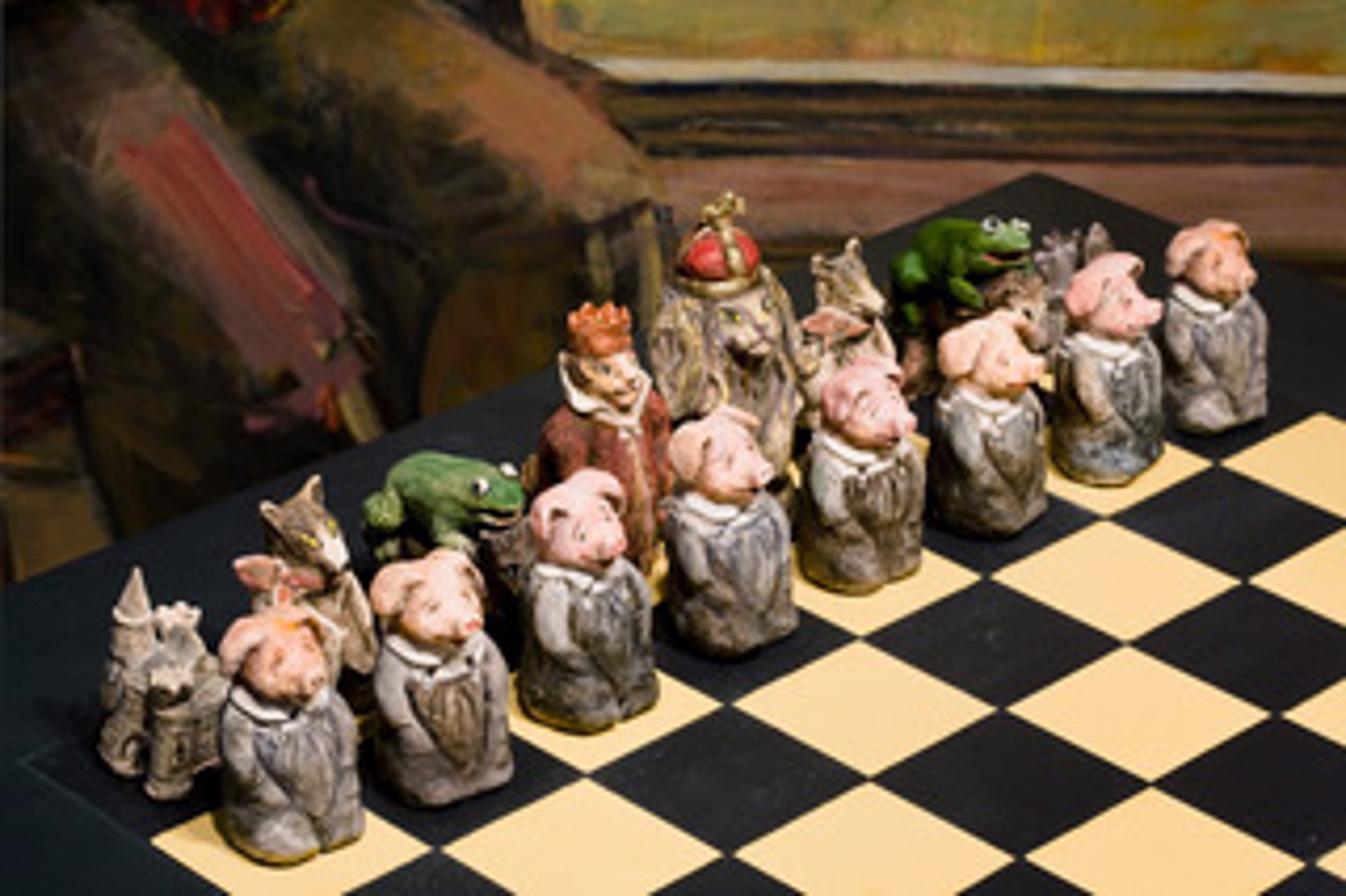 Chess Board (table and chess peices) by Elaine Badgley Arnoux