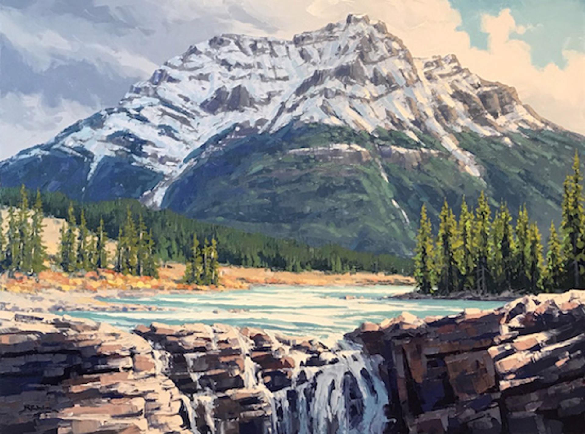 Athabasca Falls by Robert E Wood