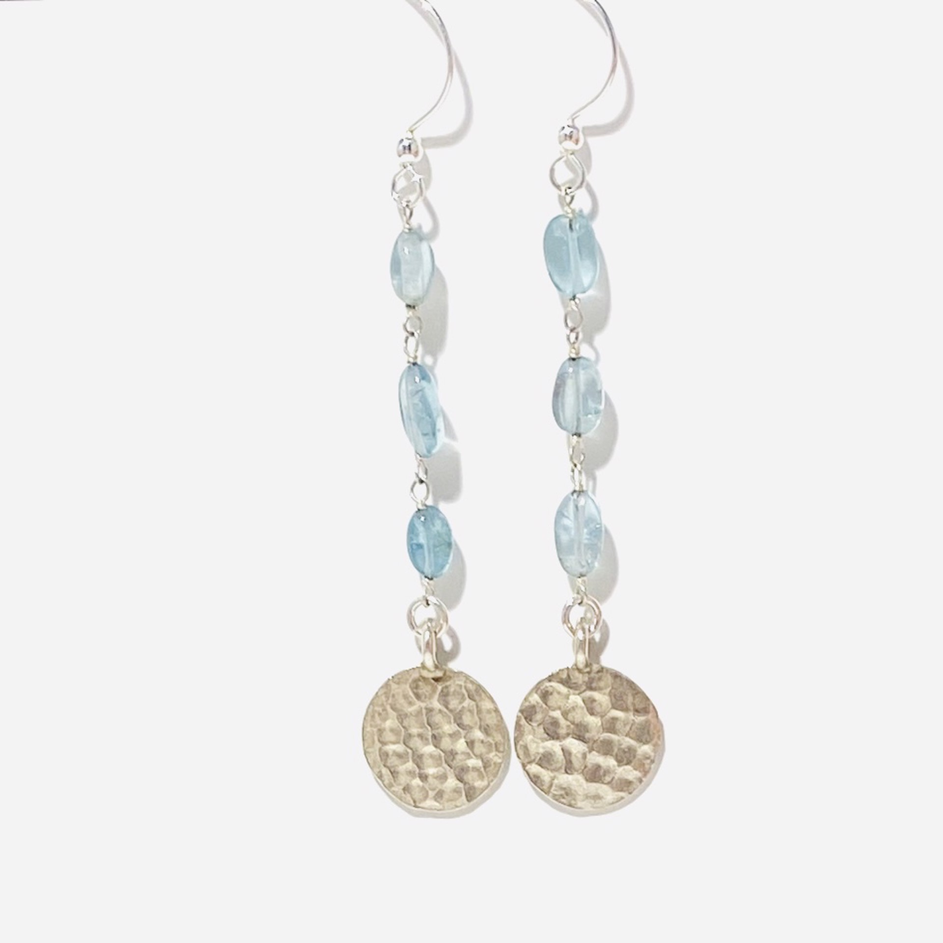 Hammered Sterling Aquamarine Earrings LR23-27 by Legare Riano