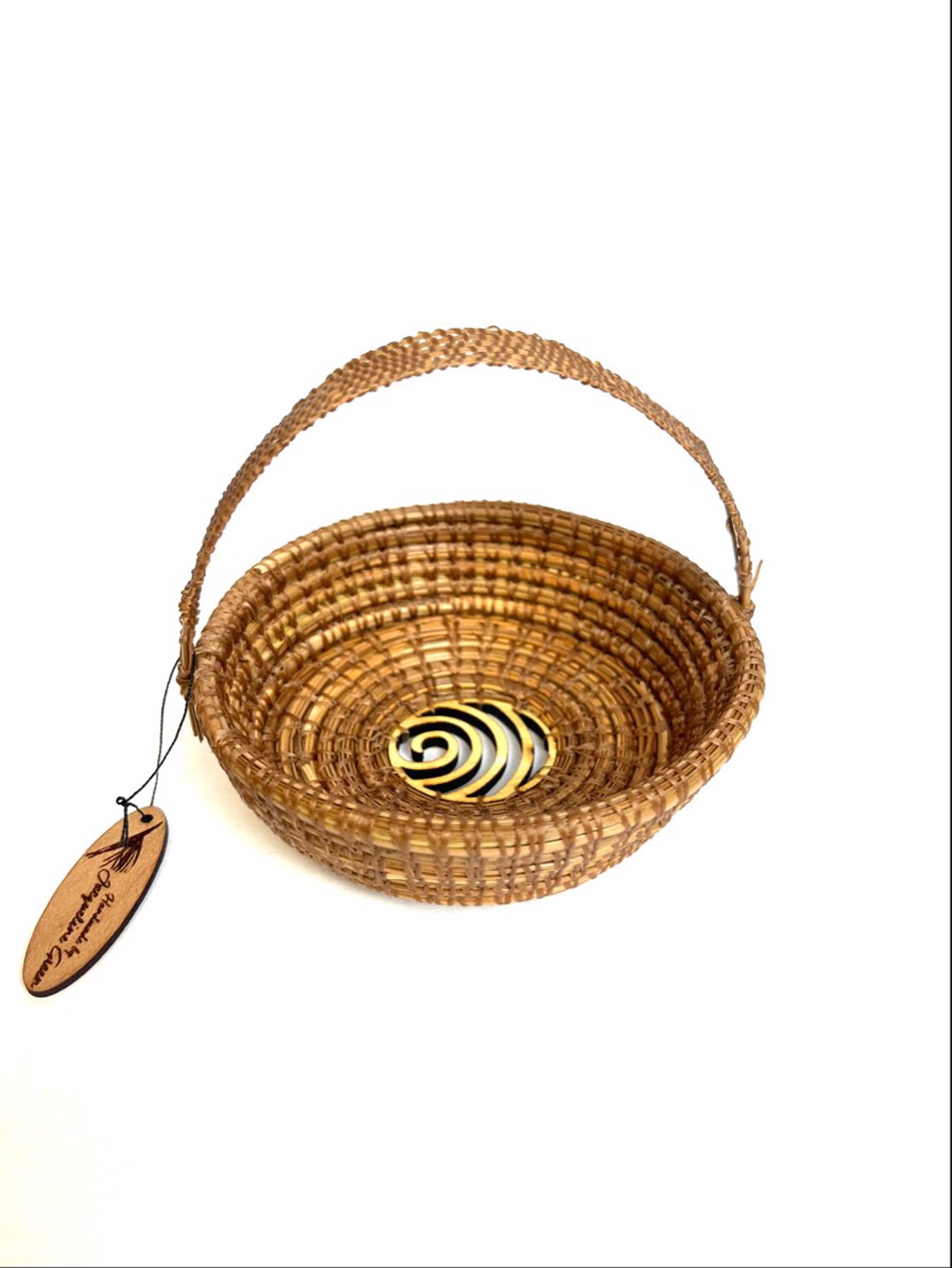 Basket with Swirl Center and Woven Handle by Jacqueline Green