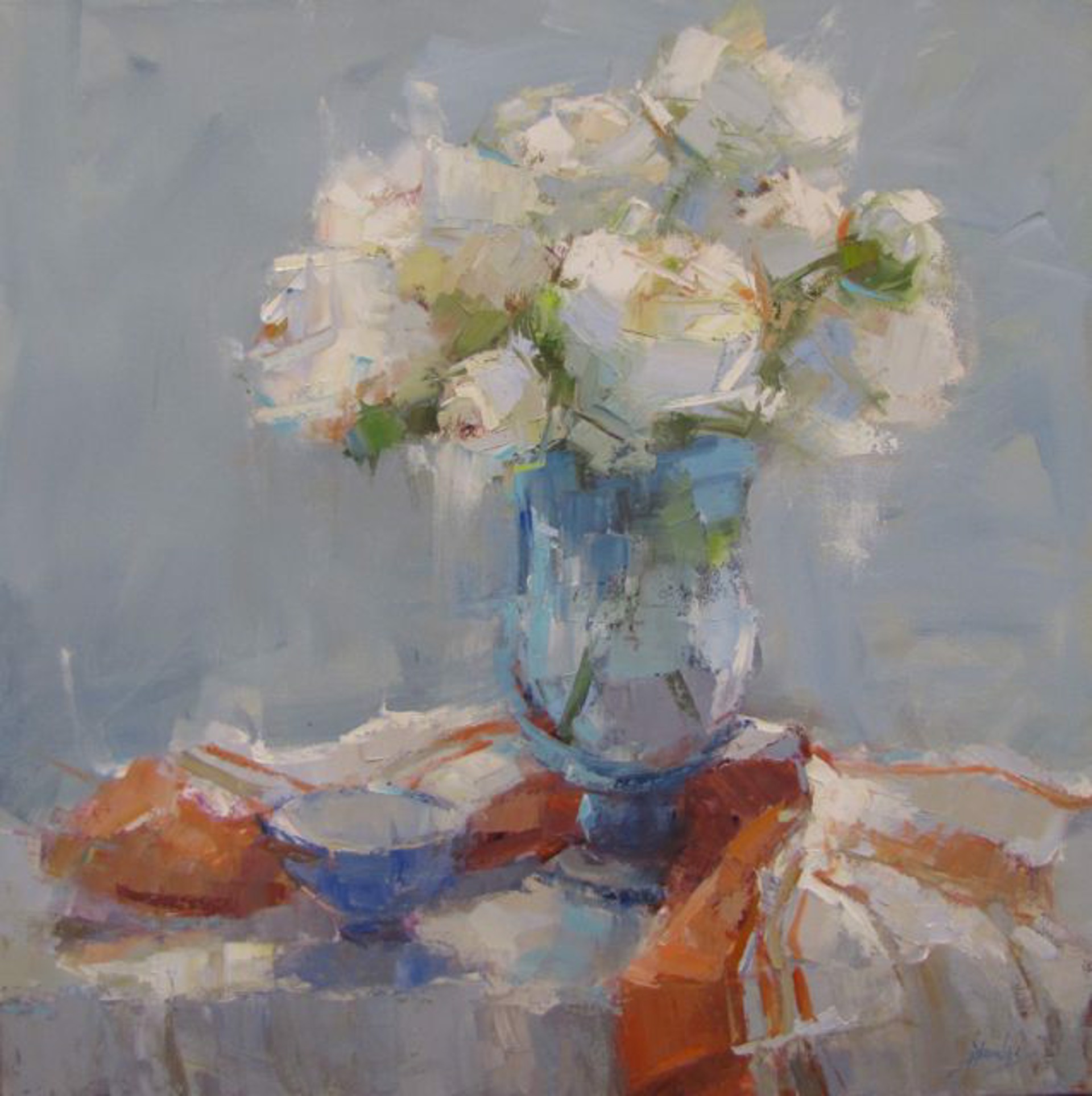 White Flowers on Table by Barbara Flowers
