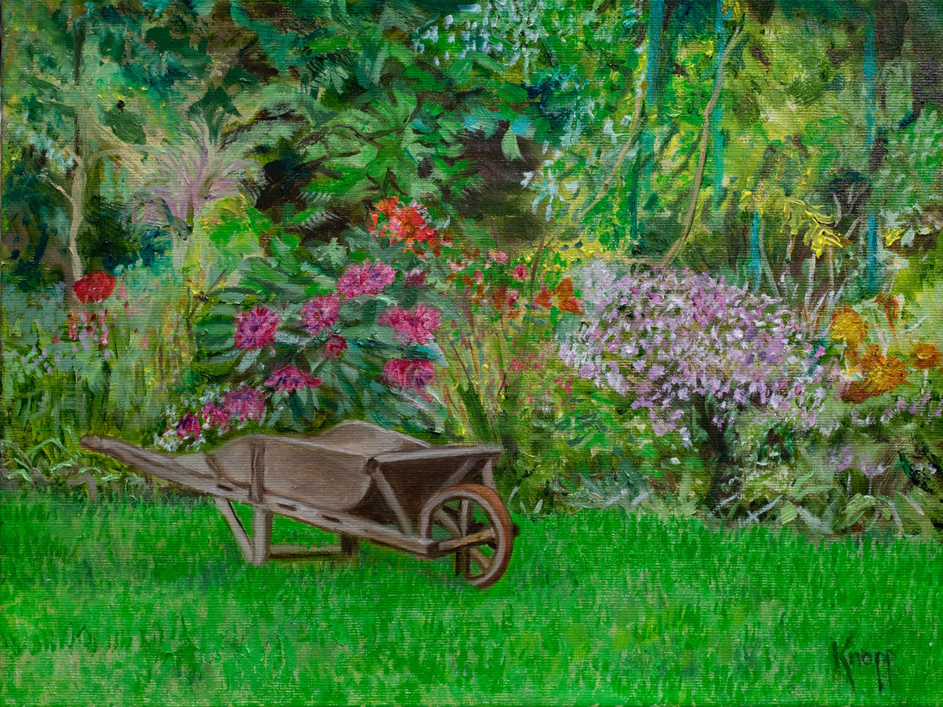 Monet's Wheel barrel by Kathy Knopp