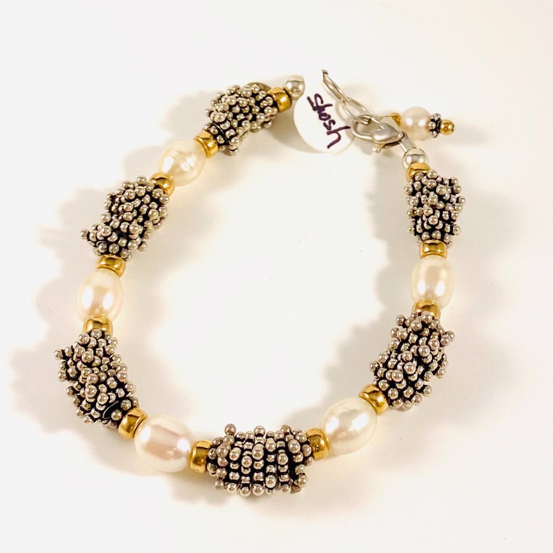 Pearl, Silver and gold fill bead Bracelet SHOSH22-17 by Shoshannah Weinisch