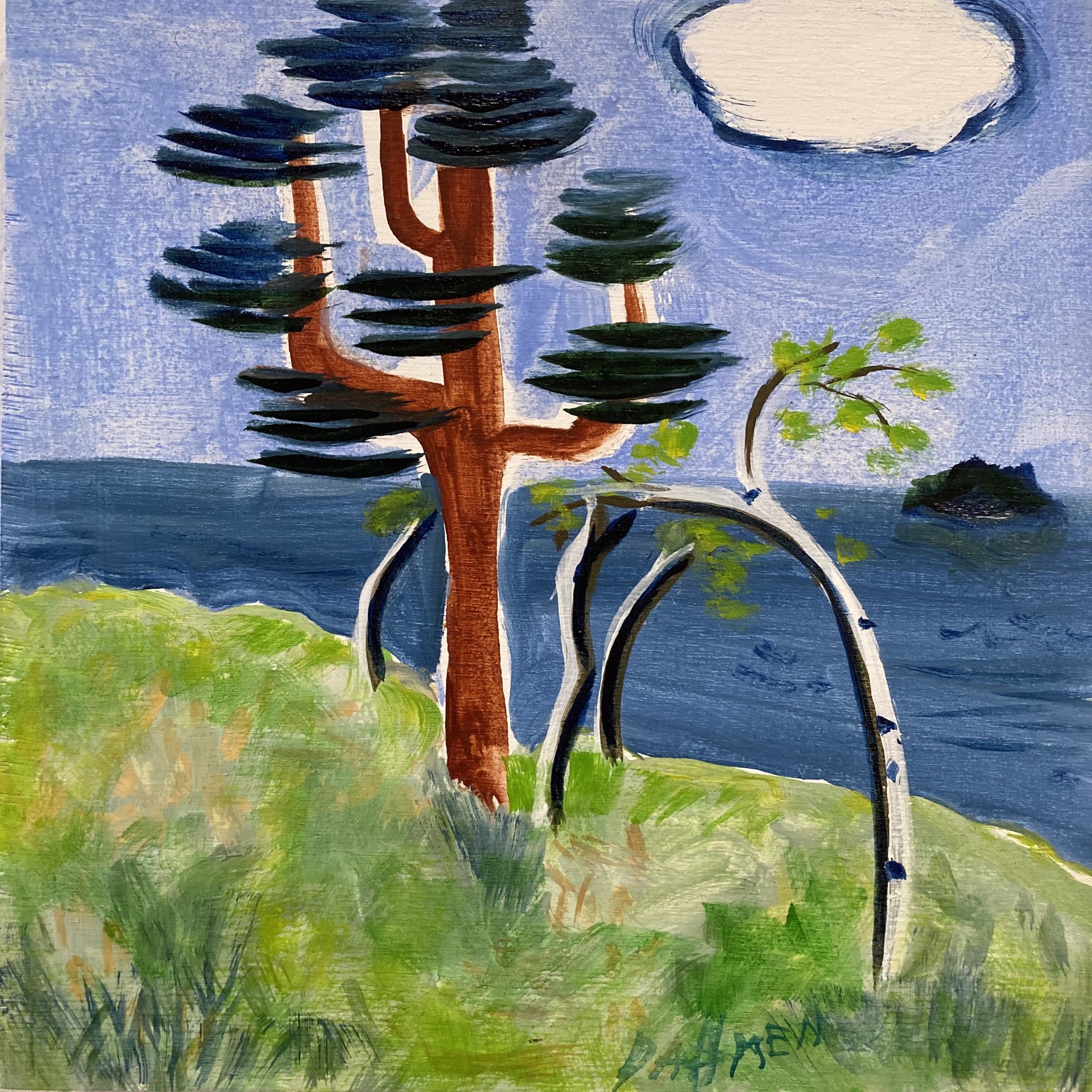 Pine, Birch and Island by Jane Dahmen