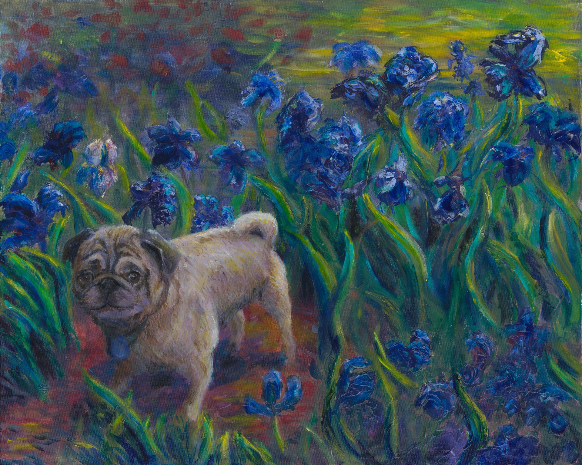 Pug in Irises by Bryan Jeppson