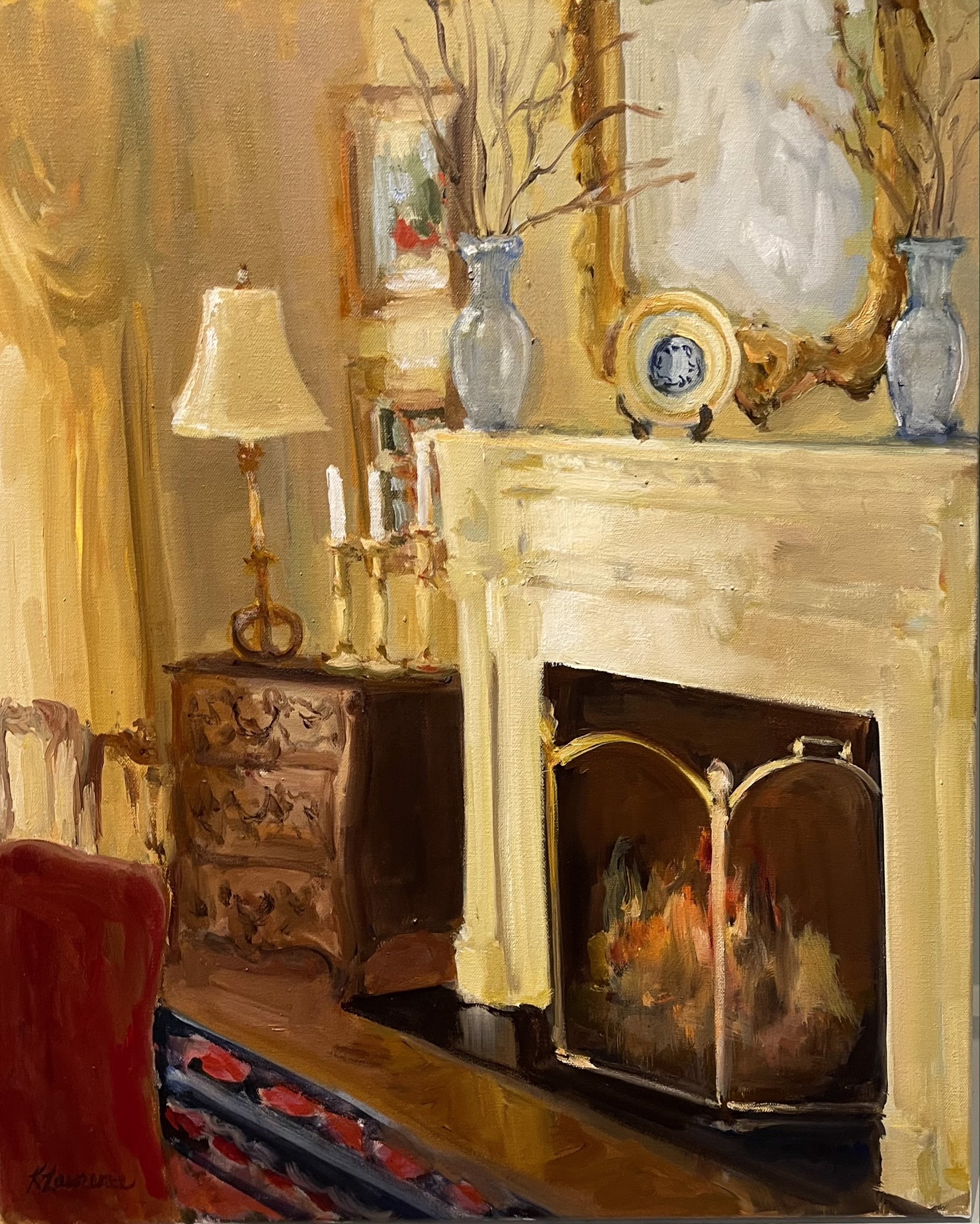 Fireplace in Dining Room by Karen Lawrence