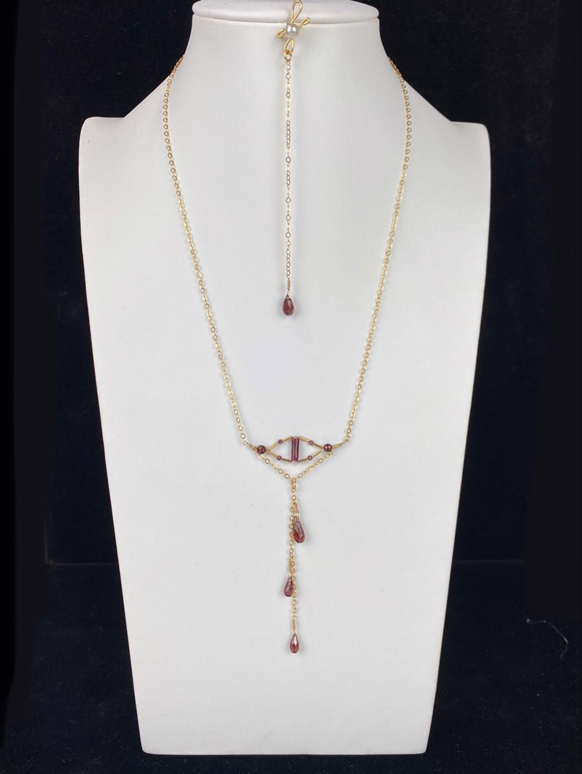 Garnet and 14K GF Insight Waterfall Necklace and Infinity Pendant by Lisa Kelley