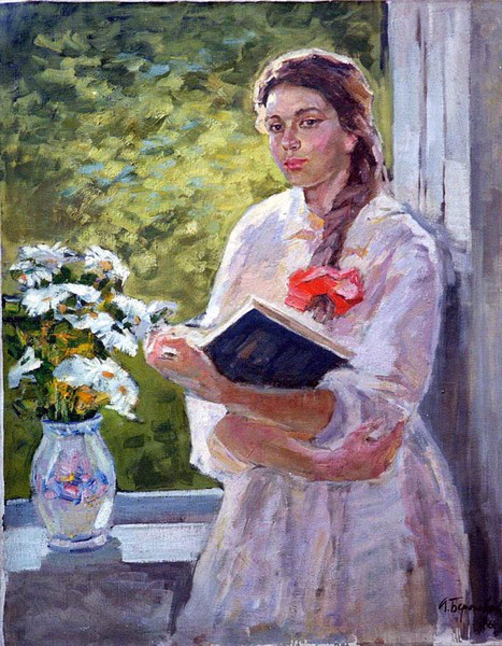 Woman with Book by Alexander Beregovoi