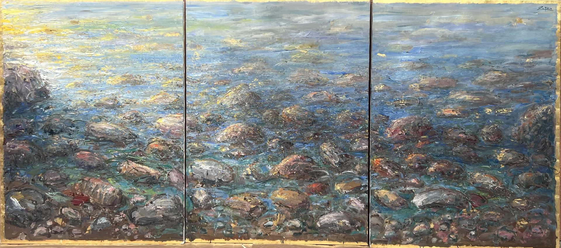 Rocks and Sea Triptych by Bruno Zupan
