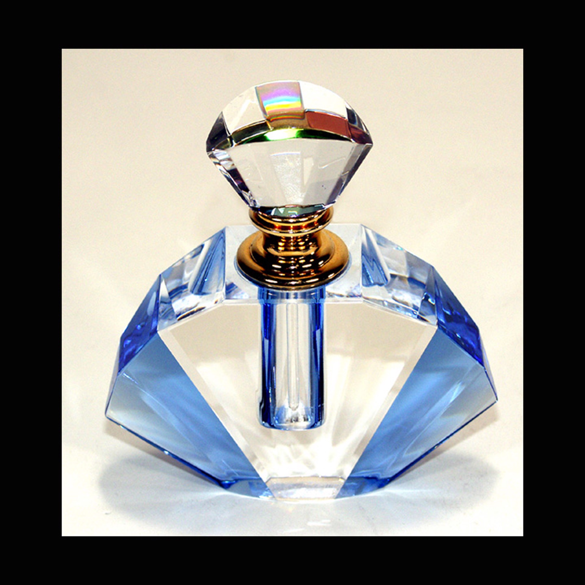 Crystal Perfume Bottle 3.75" x 3.5" x 1.25" by Harold Lustig