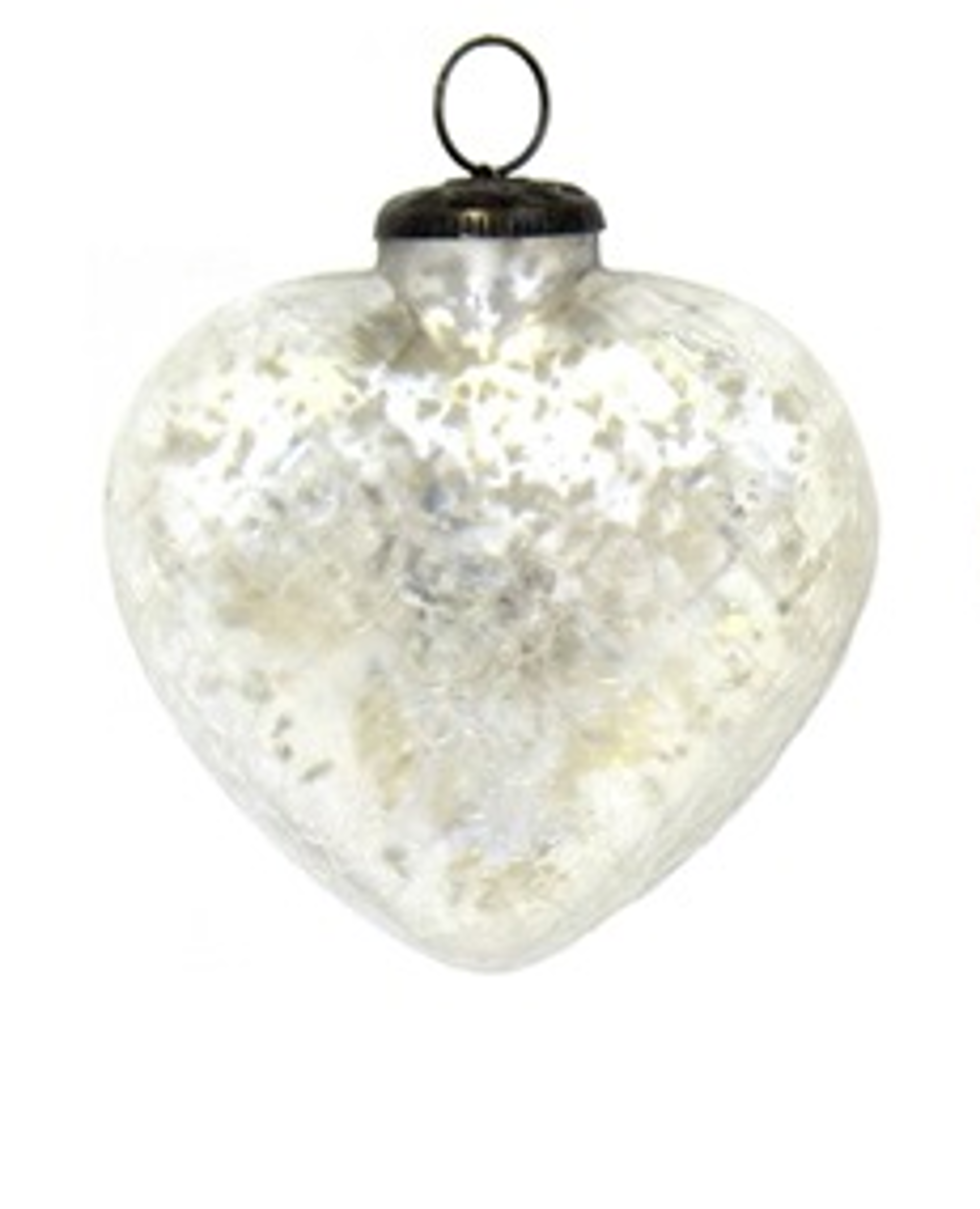 Ornament - 3" Diamond Heart Antique Pearl by Indigo Desert Ranch - Glass