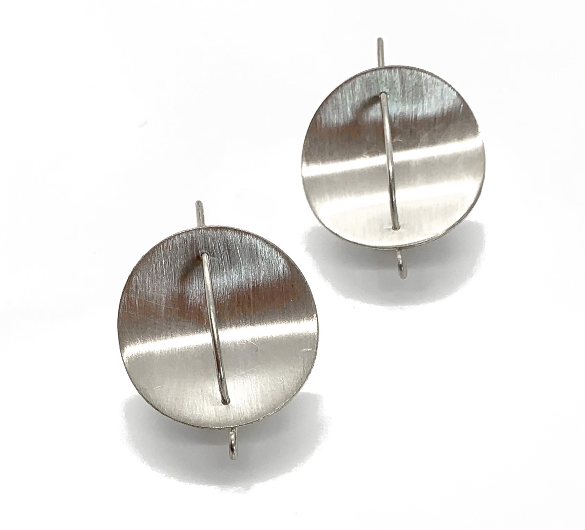 Sterling Silver Curved Circle with Satin Finish Earrings by Leslie Eggers