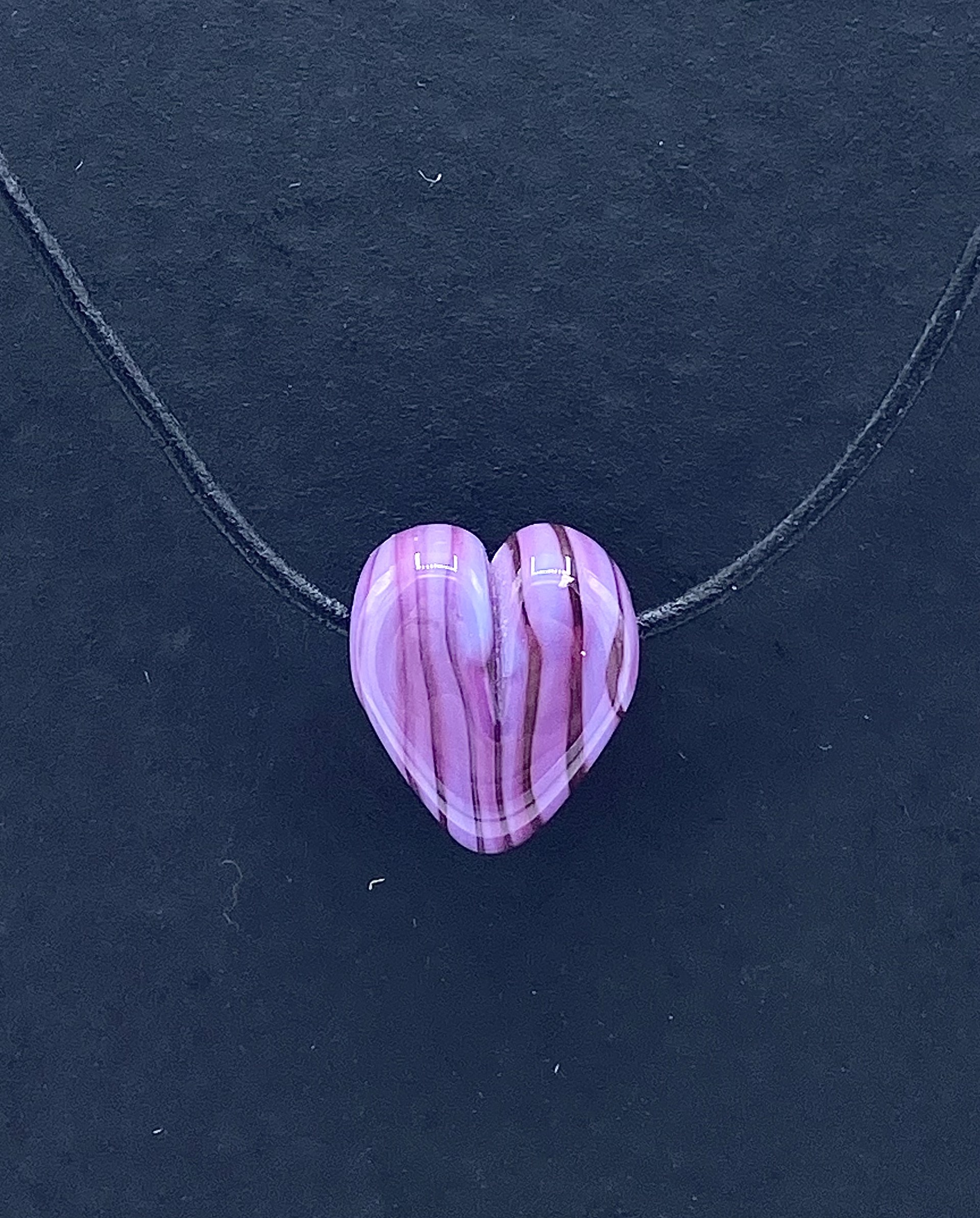 Periwinkle Glass Heart Necklace by Emelie Hebert