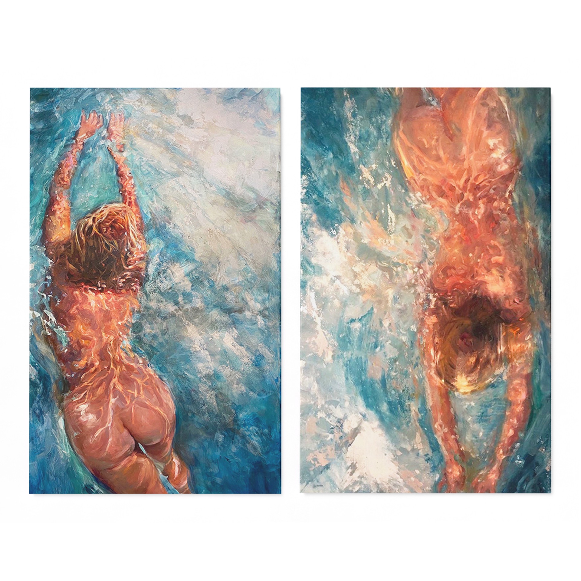 The Swimmers (diptych) by Nicole Etienne