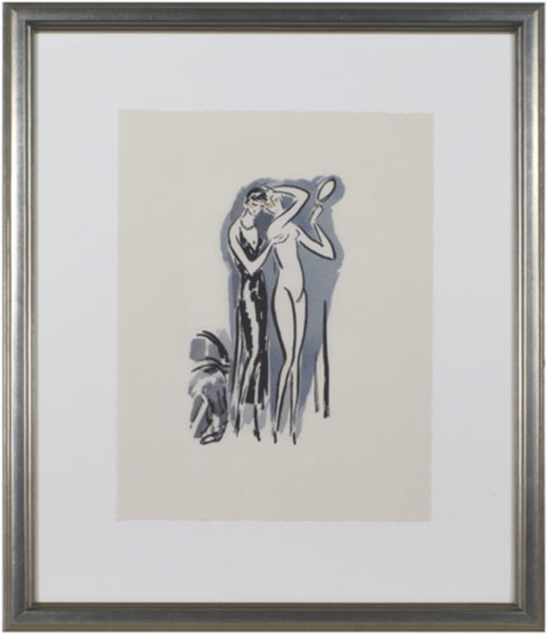 Two Women with Mirror -La Garconne Series- Deux femmes avec un miroir by Kees Van Dongen (after)