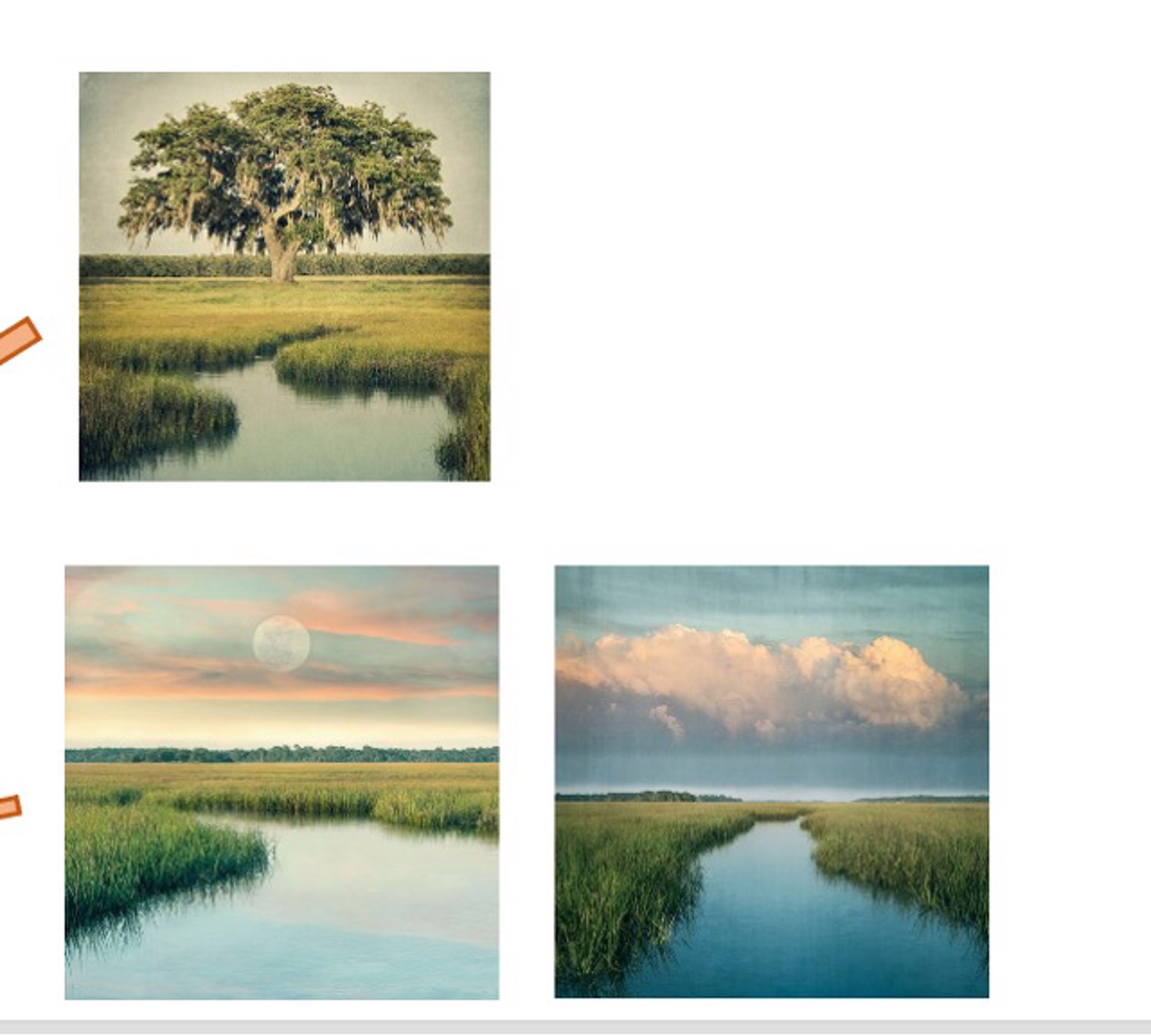 3@ 32x32 framed Hager landscapes by Thomas Hager