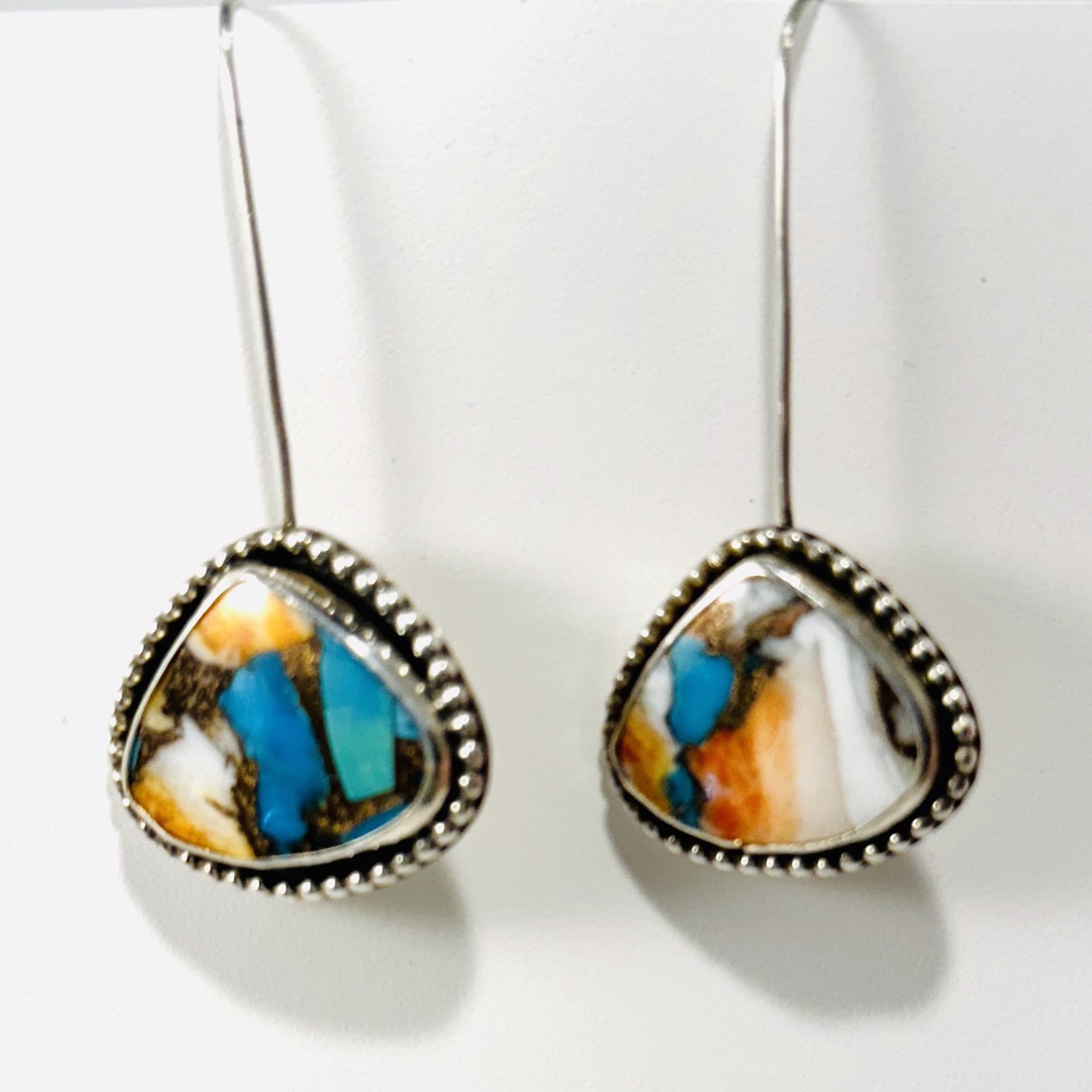 Turquoise, Spiney Oyster, Bronze Composite Earrings AB23-79 by Anne Bivens