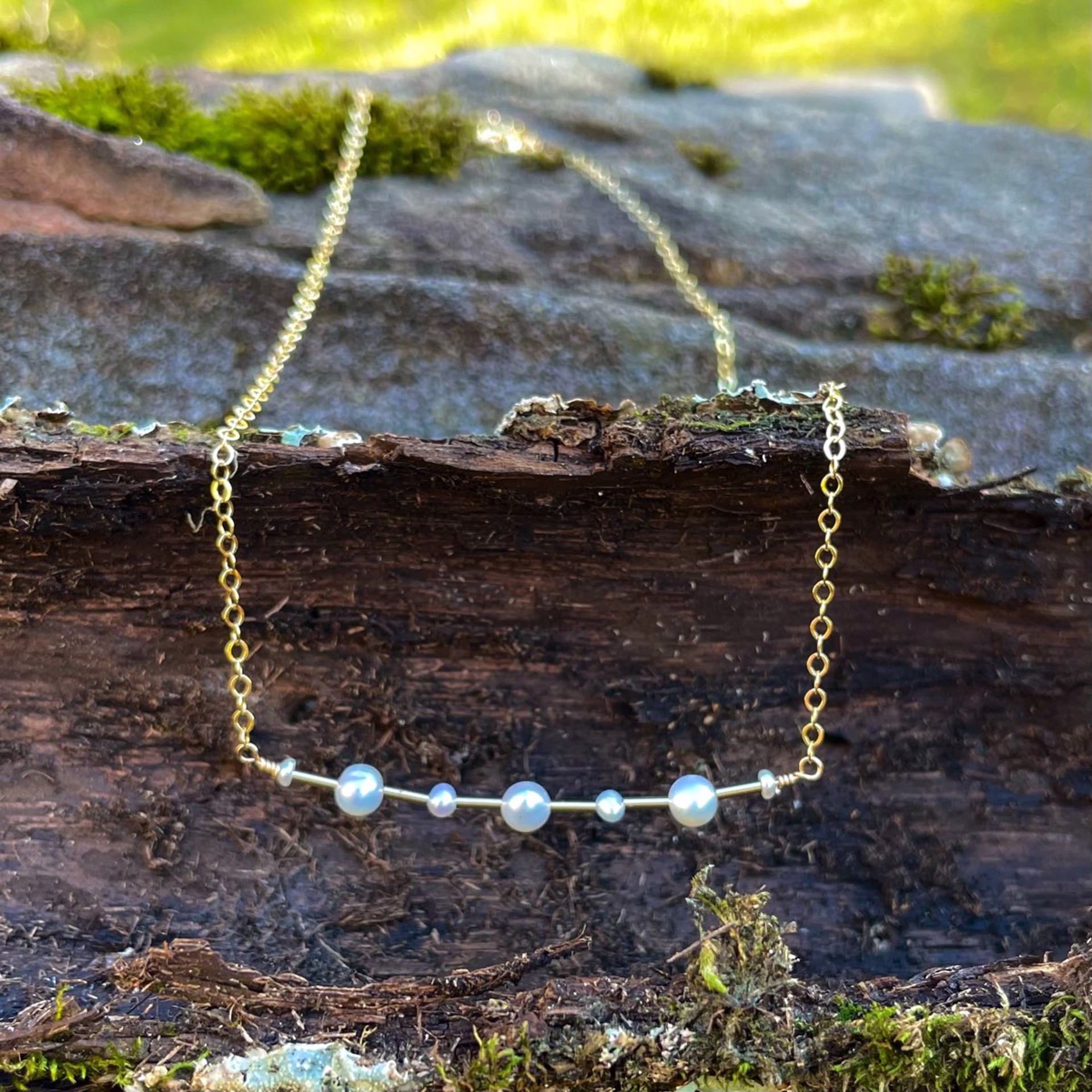 Freshwater Pearl Bar 14K Gold Fill Necklace by Lisa Kelley