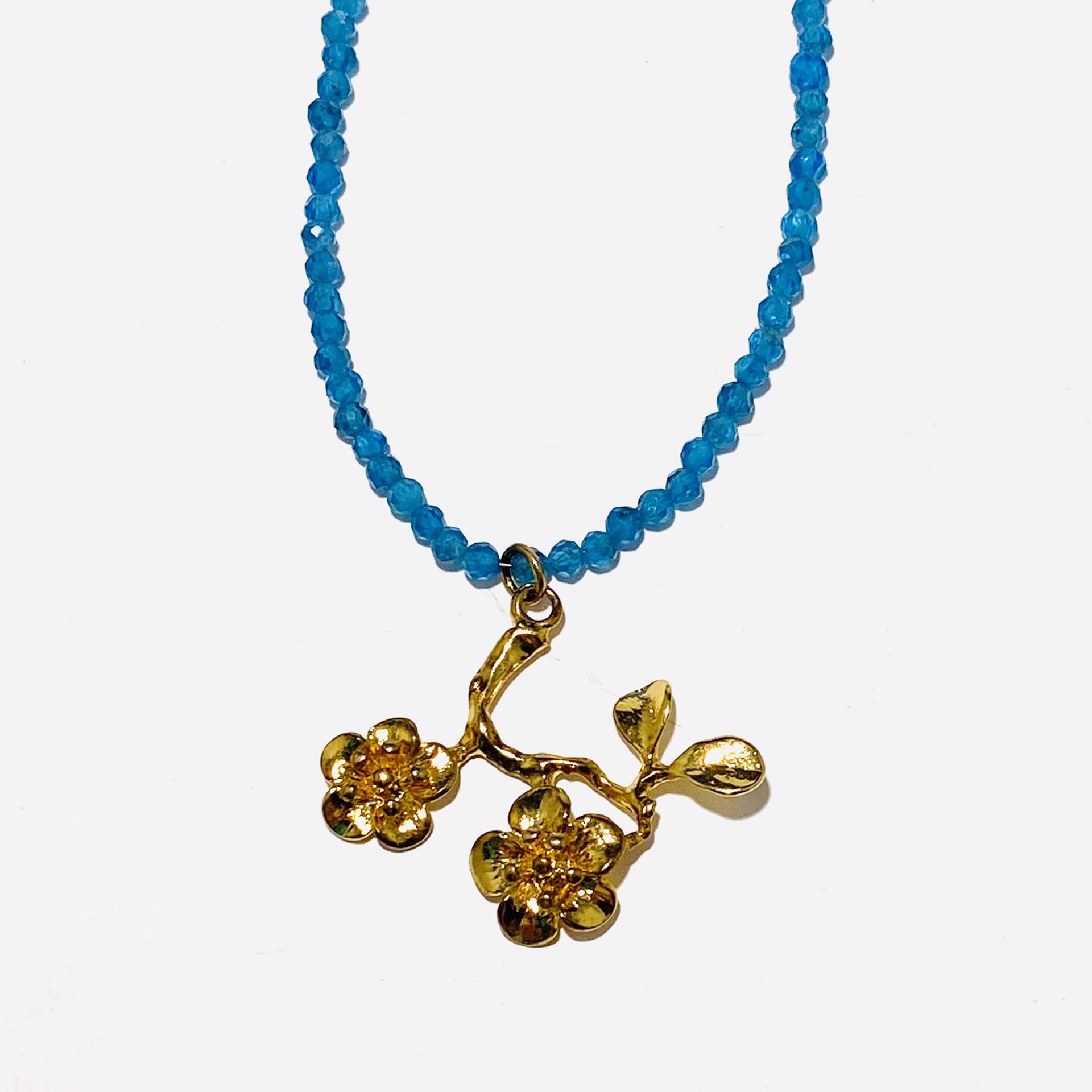Tiny Neon Apatite Vermeil Flower Pendant Necklace by Nance Trueworthy