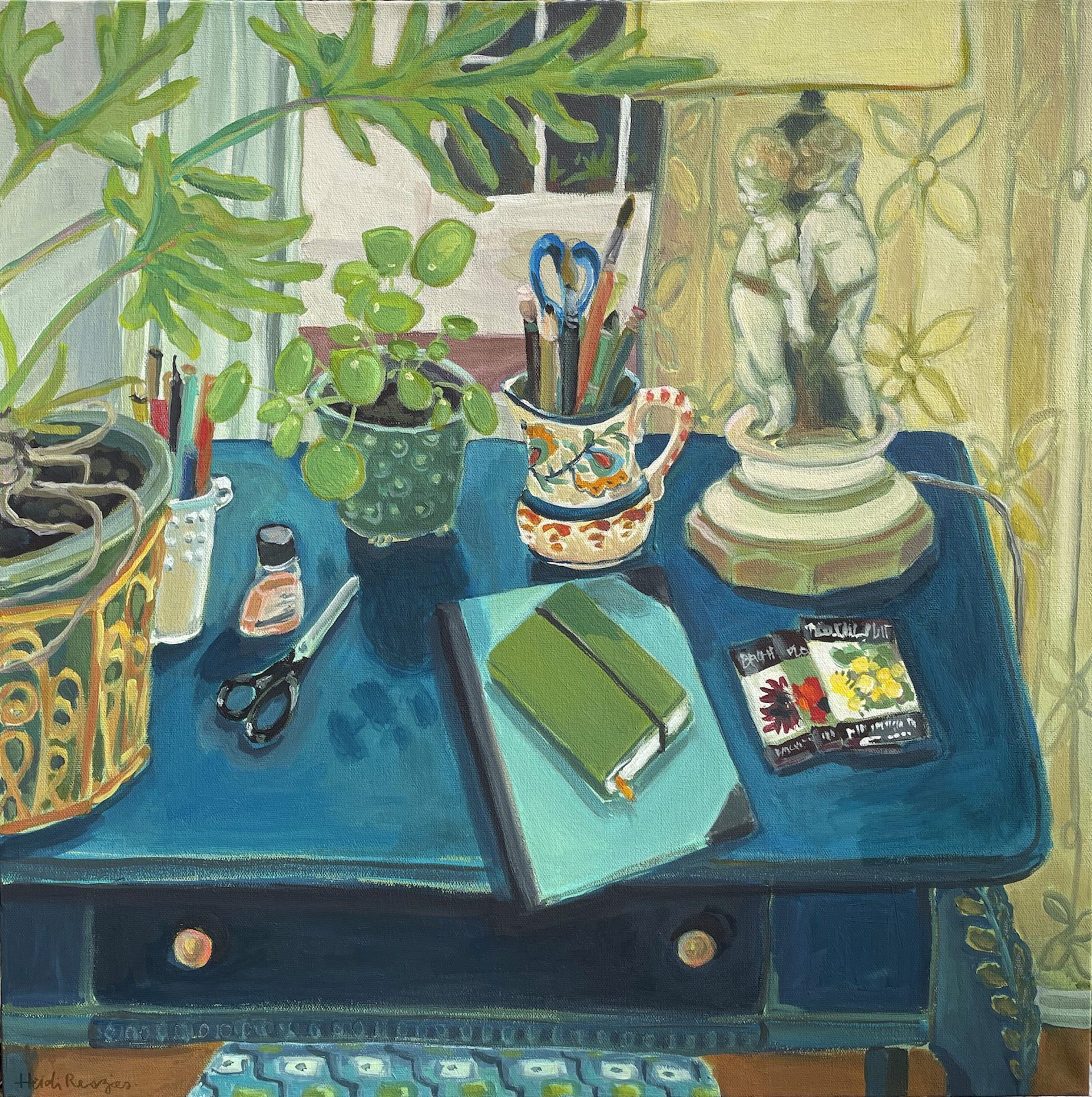 Green Notebook, Blue Desk by Heidi Reszies