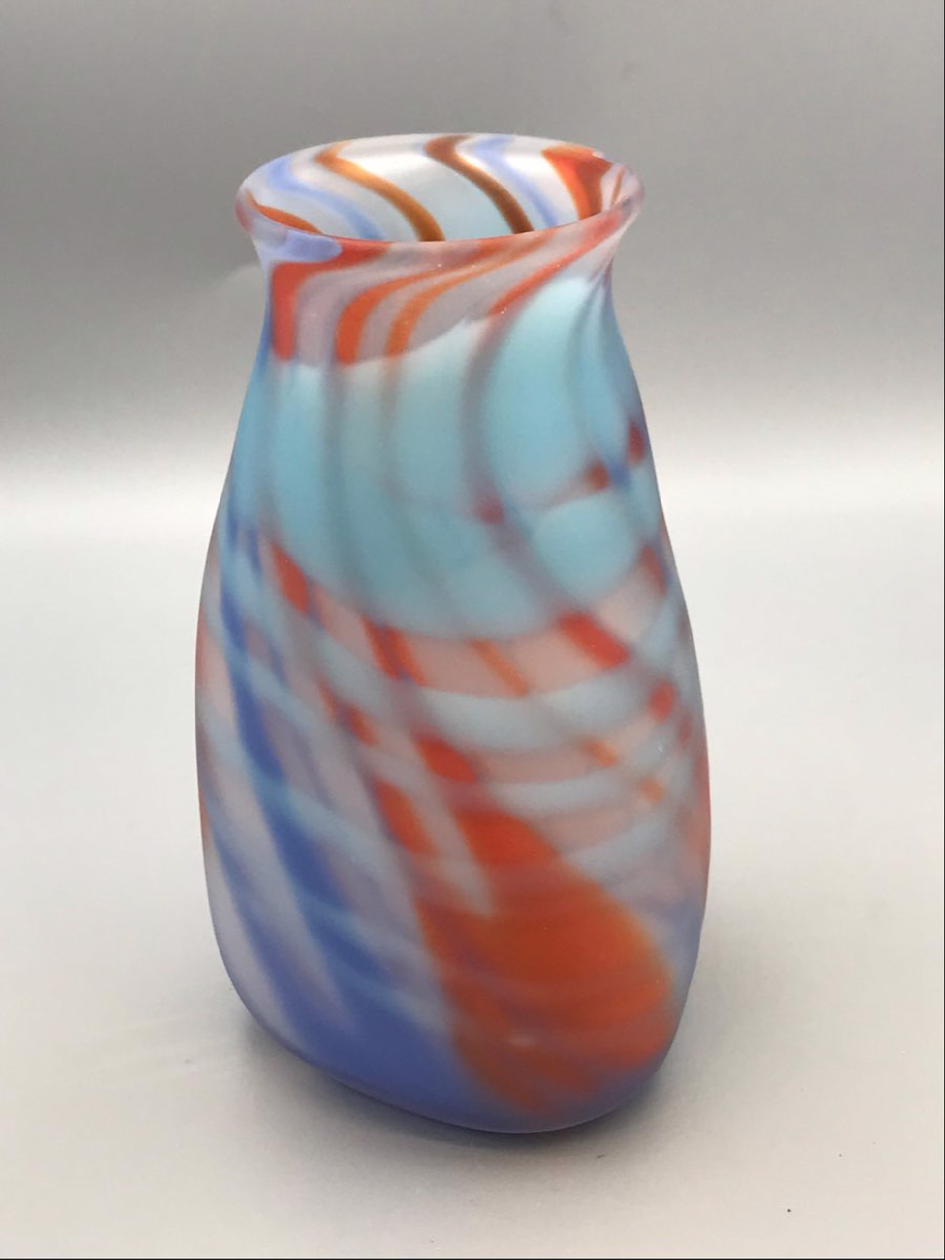 Aqua, Blue, Red Vase by Rene Culler