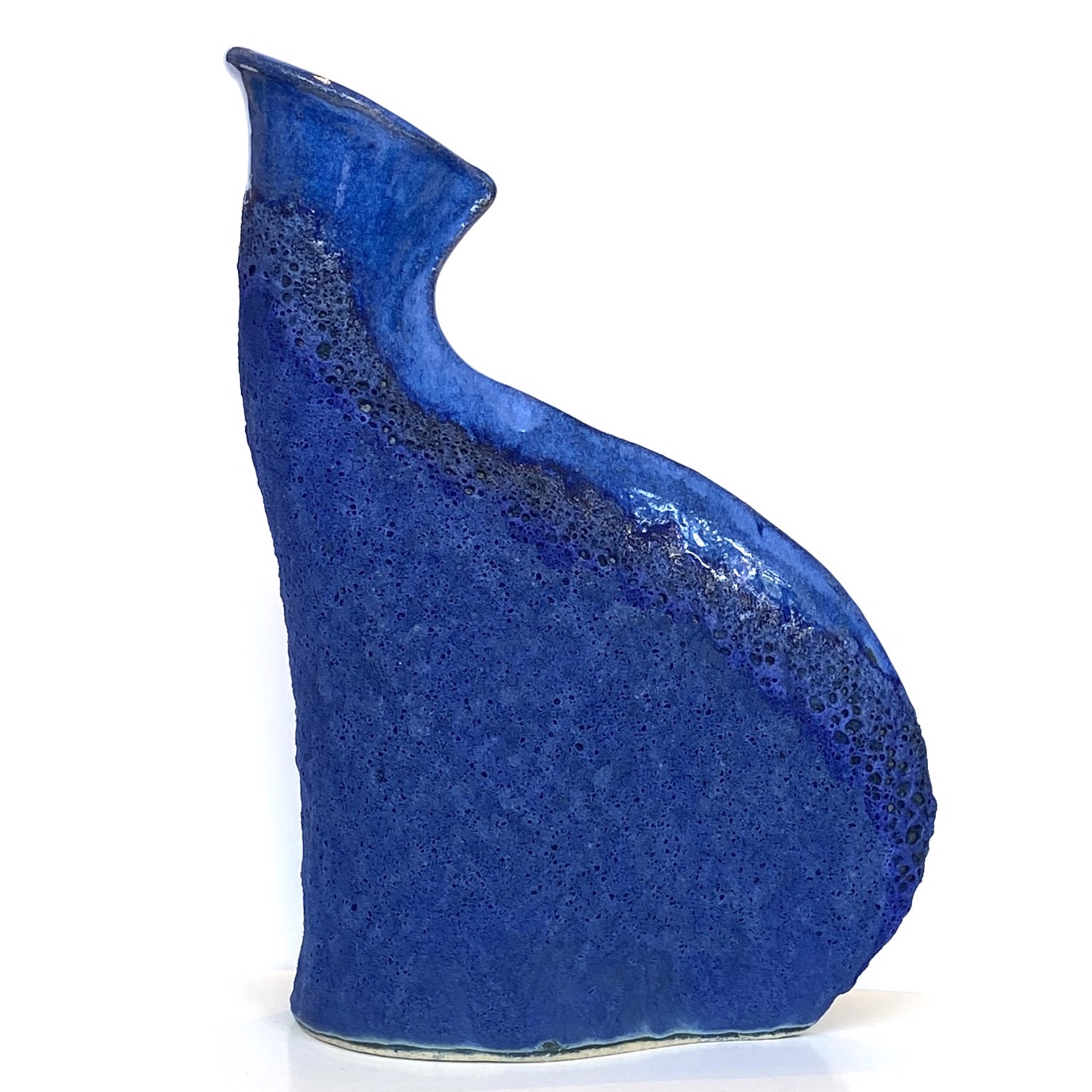 Large Cobalt Blue    Folded Ginkgo Leaf Vase by Marty Biernbaum