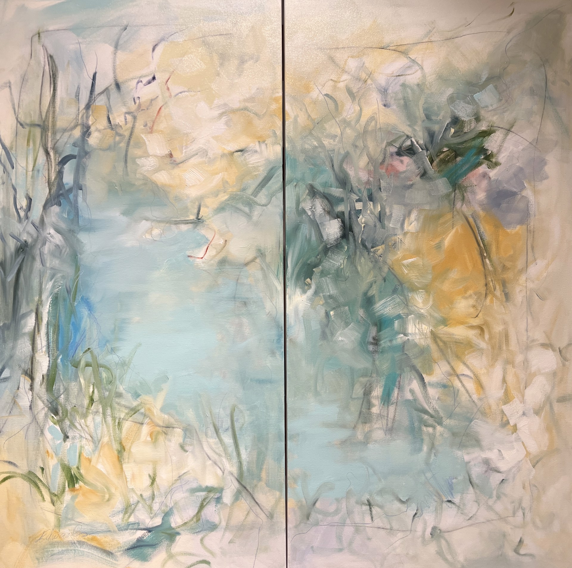 Fish Pond, diptych by Laura Edwards
