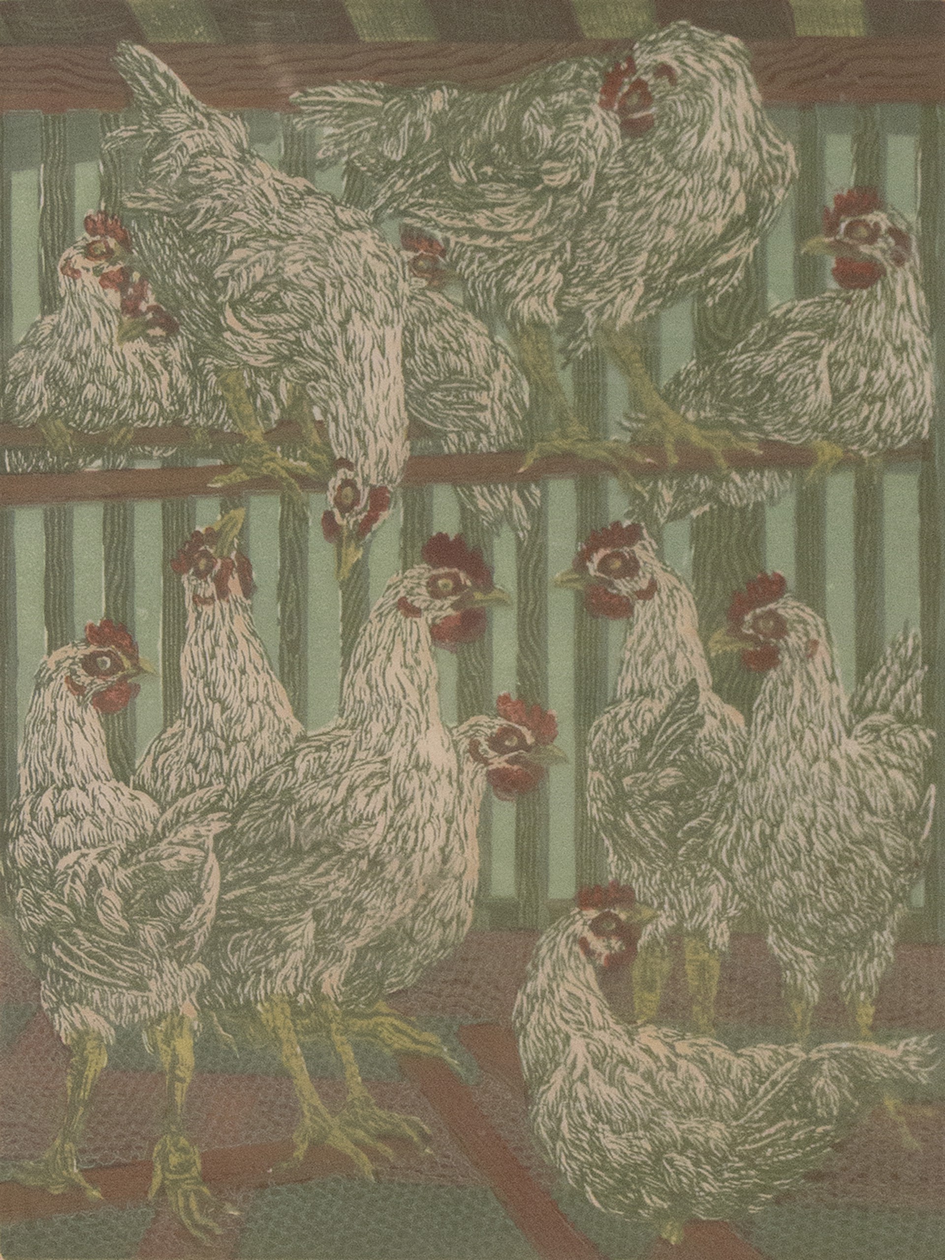 Chickens, Artist Proof by Janet Turner