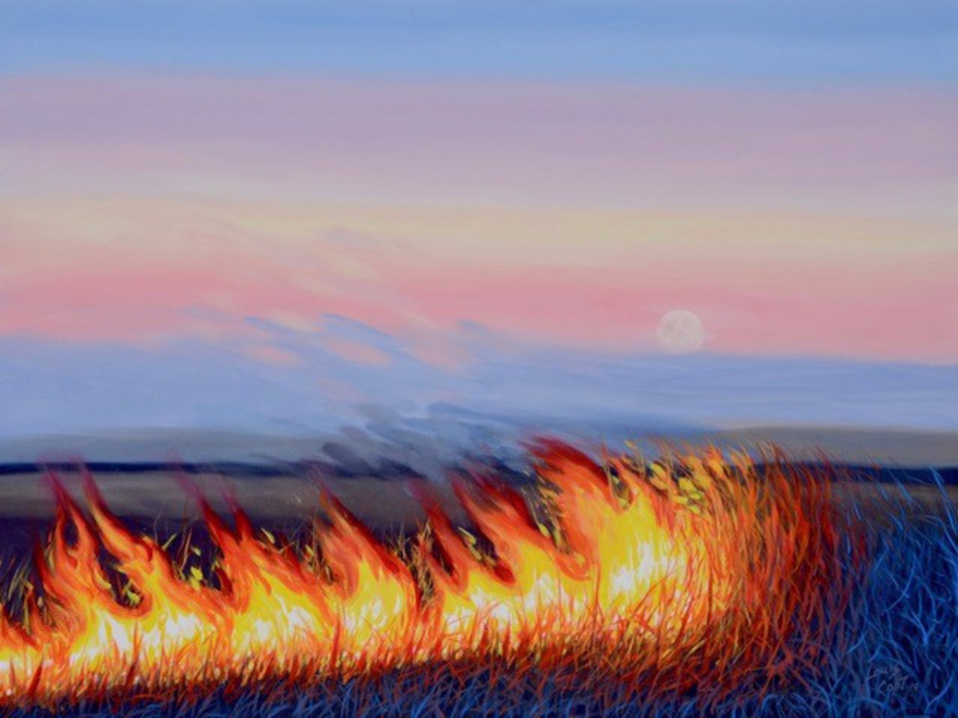 Moonrise and Fire by Louis Copt