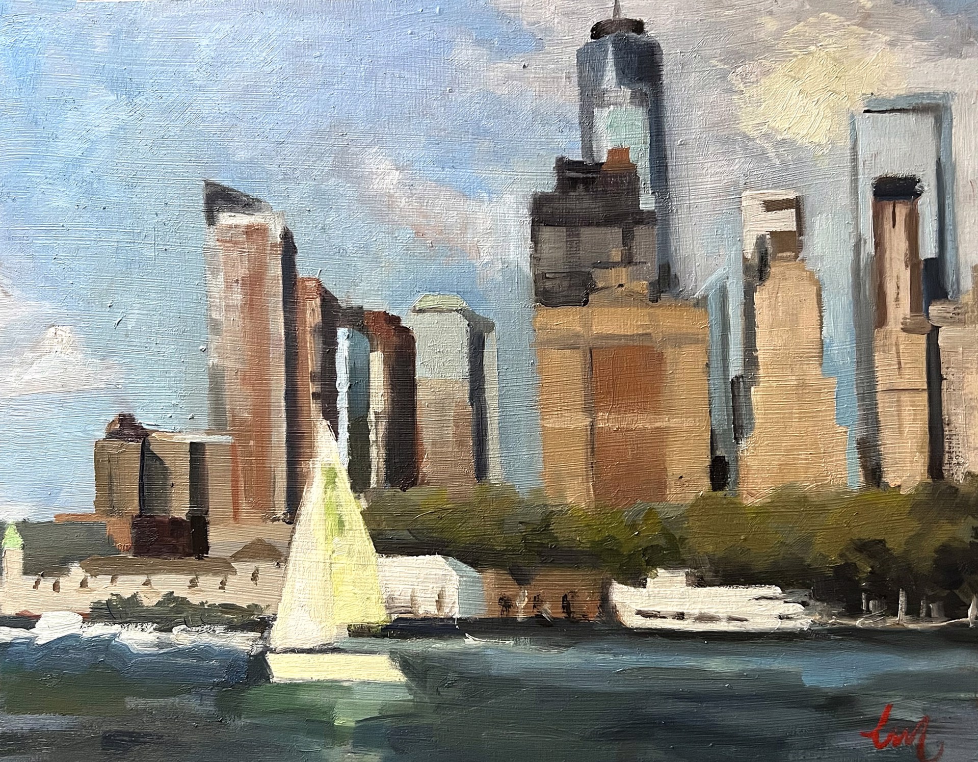 Lower Manhattan From the East River by Laura Murphey
