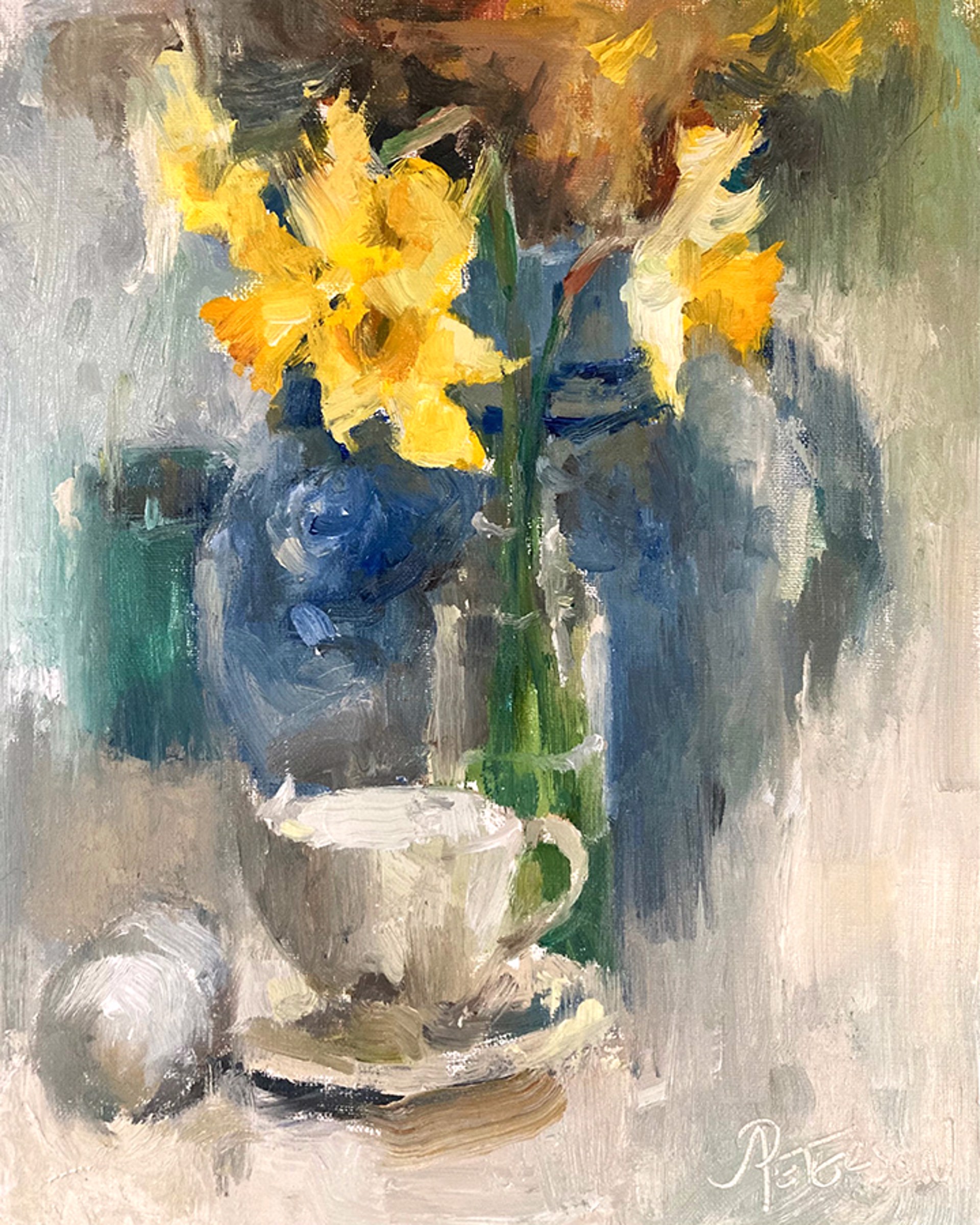 Daffodils sur Bleu by Amy R. Peterson