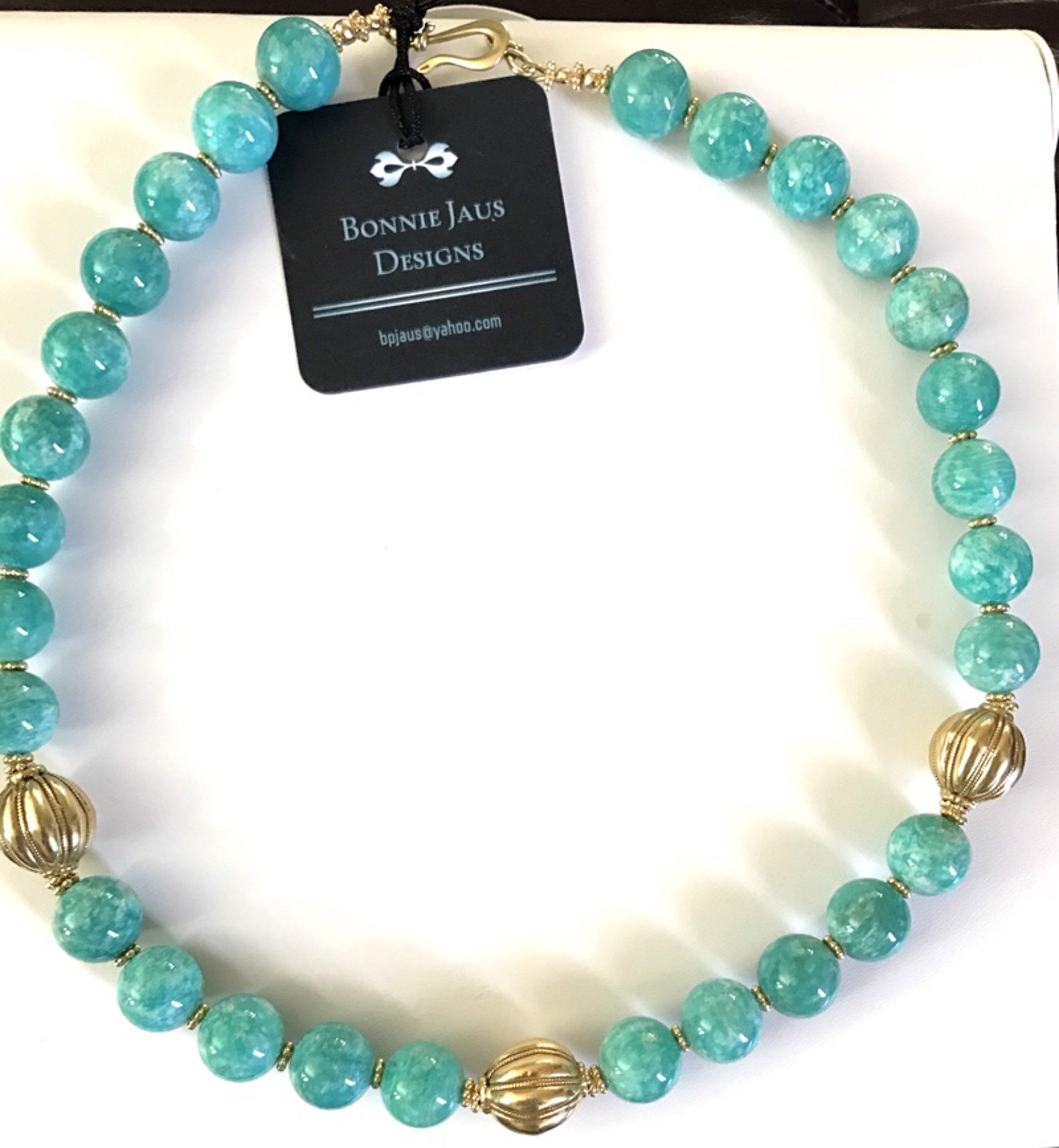 Necklace - With Amazonite & Gold Vermeil #8010 by Bonnie Jaus