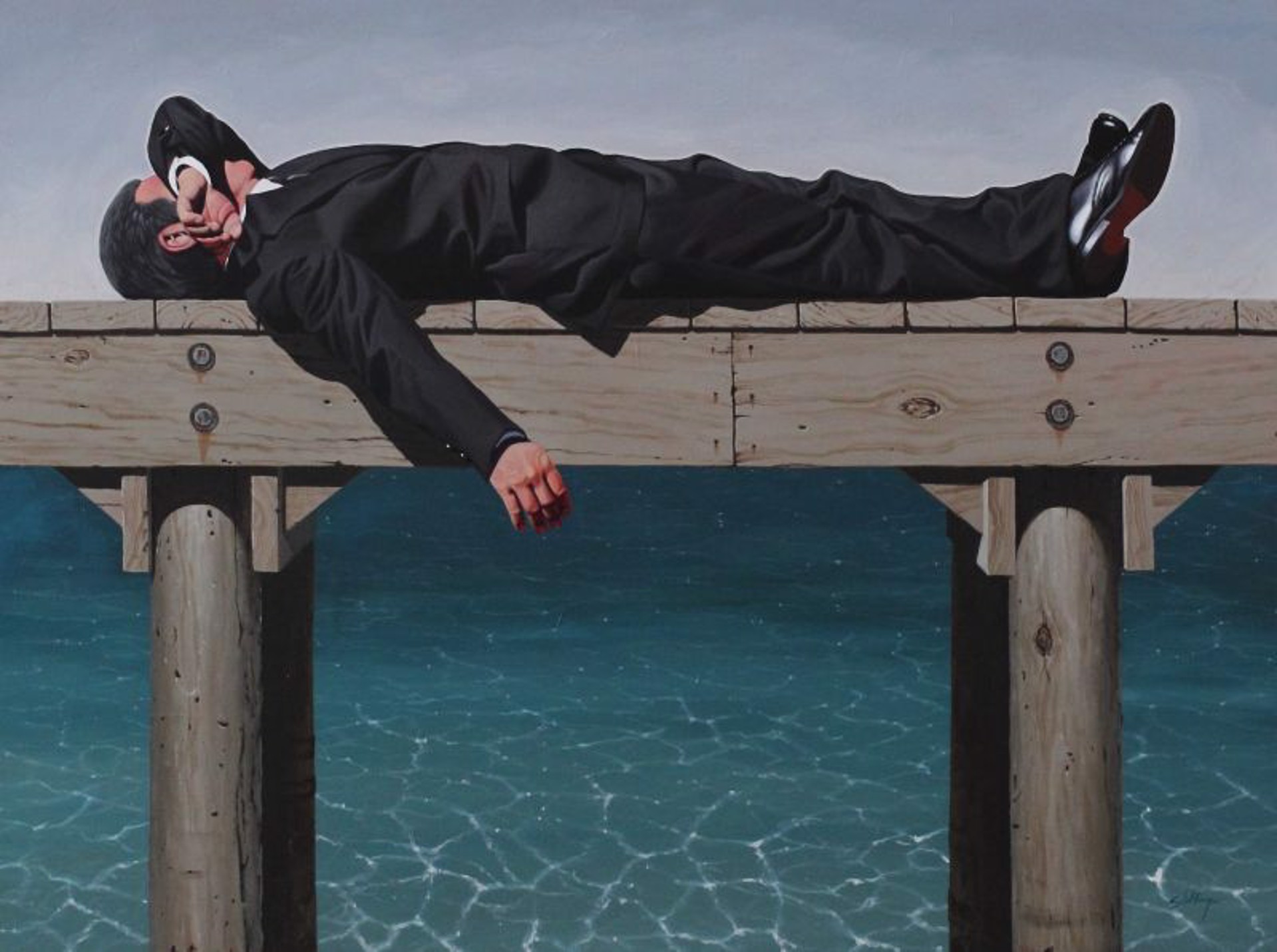 Reclining Man on Pier by Kendall Stallings