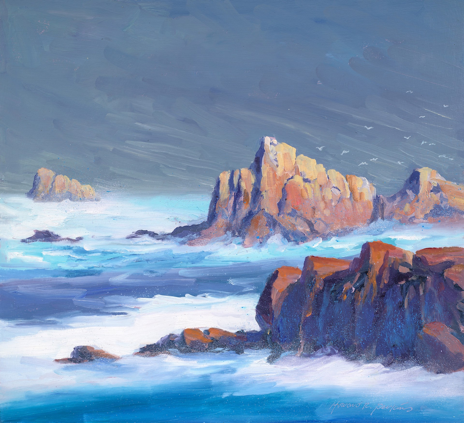 Storm Watch Pt. Pinos Monterey Bay by Howard R. Perkins