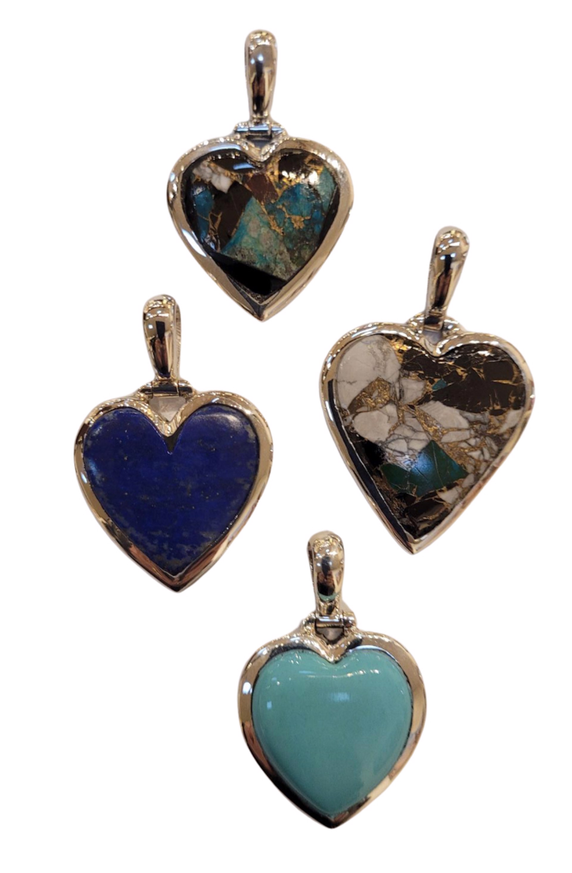 Pendants - Hearts - Lapis, Turquoise, Spiney Oyster, and Turquoise Matrix by Indigo Desert Ranch - Jewelry
