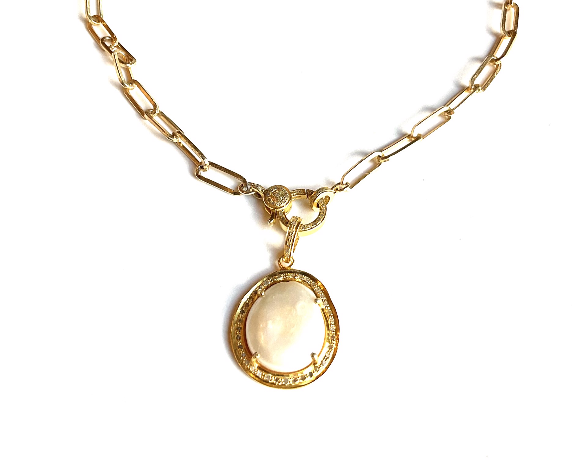 KB-P70 GVML Pearl Pendant with Diamond Accents by Karen Birchmier